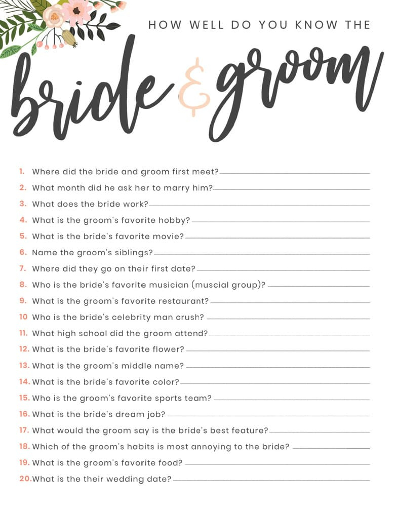 Printable Couples Wedding Shower Games in Wedding Shower Games Printable Free