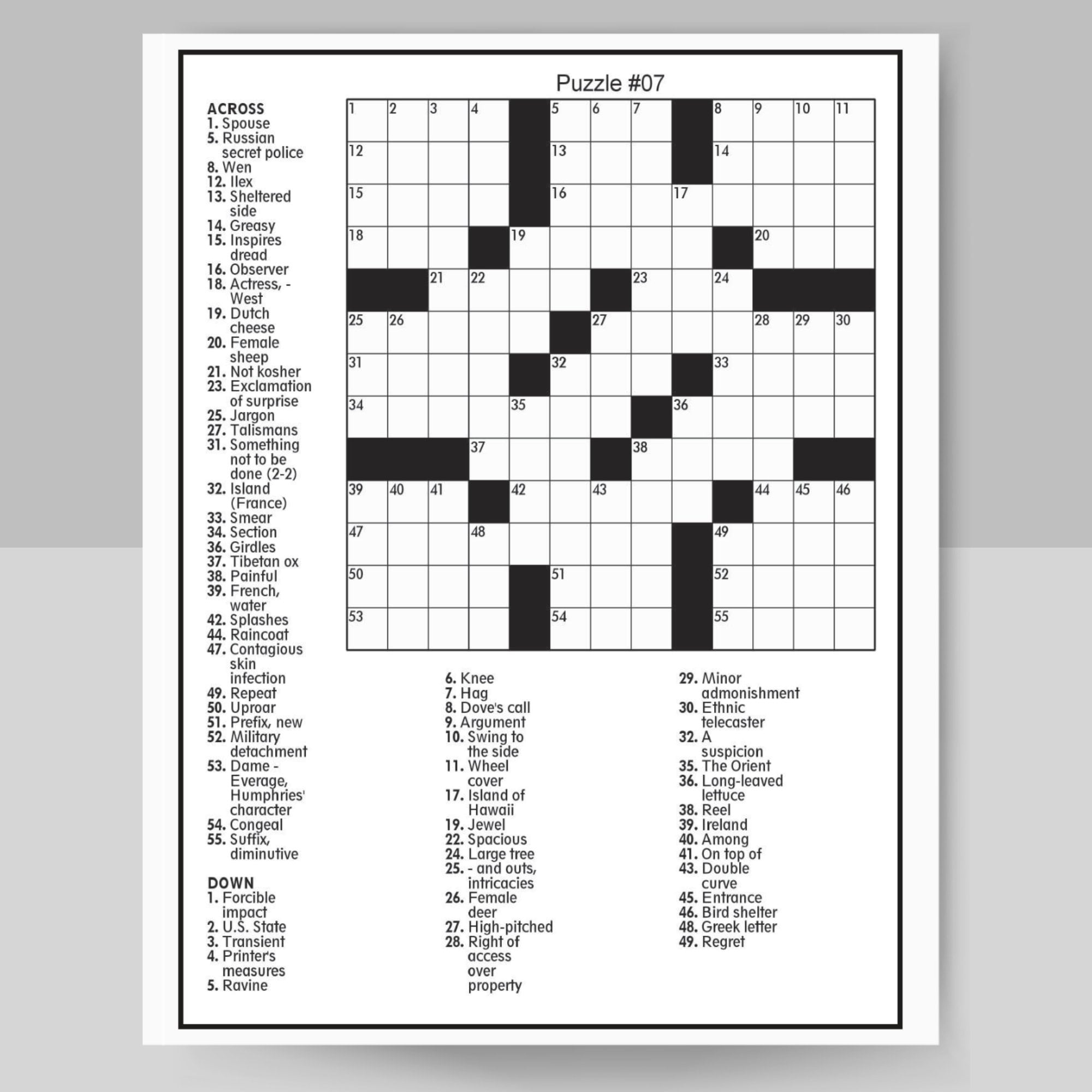 Printable Crossword Puzzles For Adults & Seniors: 100 Pages within Printable Crossword Puzzles For Adults