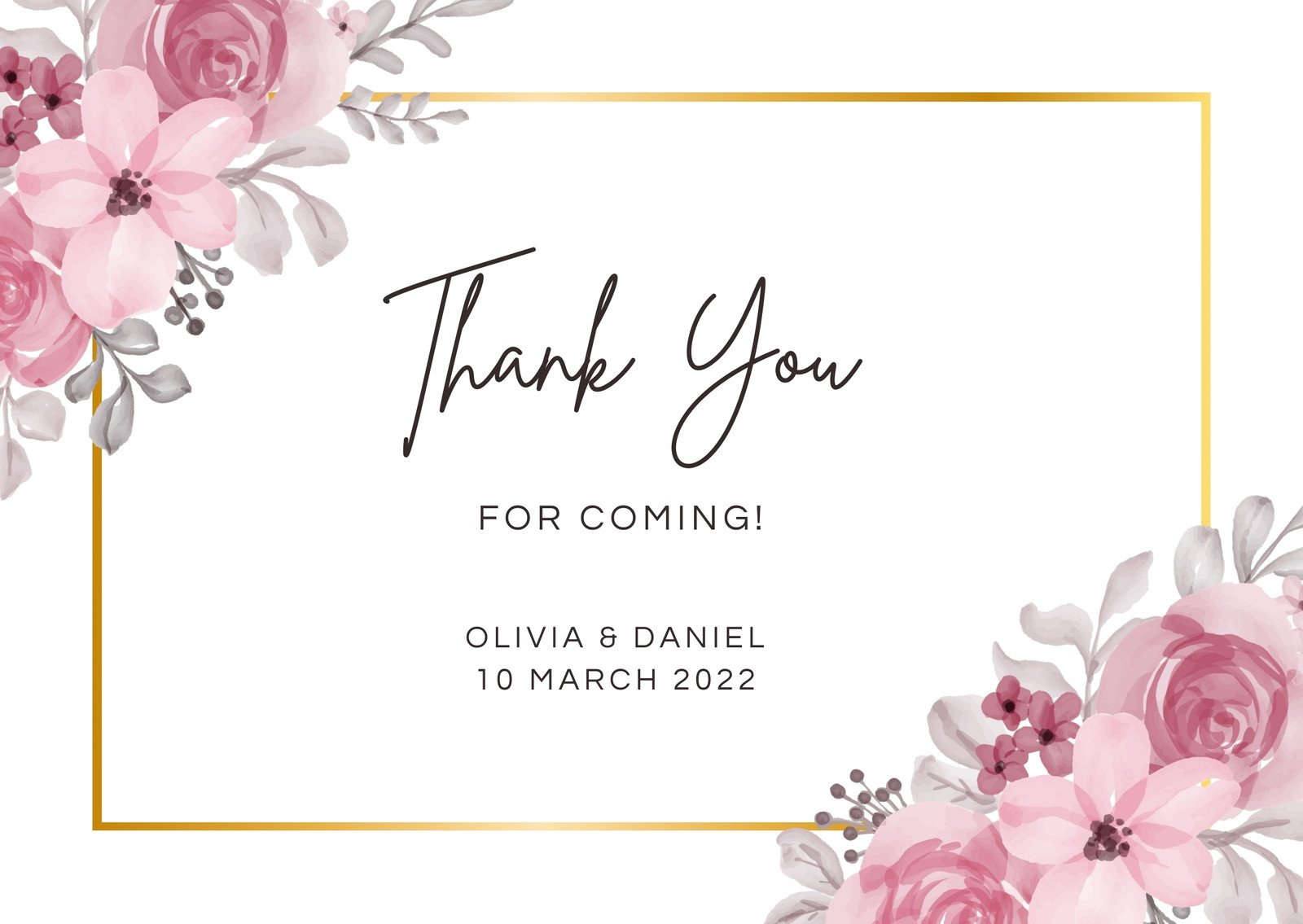 Printable, Customizable Thank You Card Templates | Canva for Thank You Card Free Printable Template