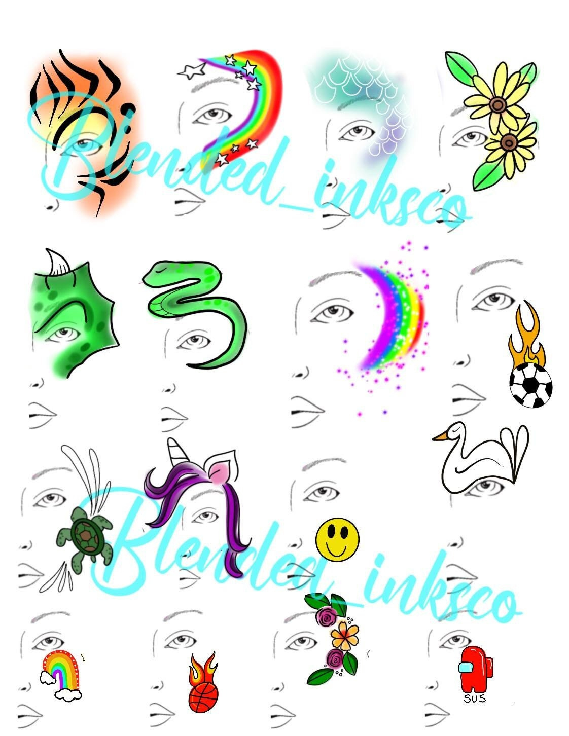 Printable Face Painting Choice Board - Etsy Uk with regard to Simple Face Painting Designs Printable