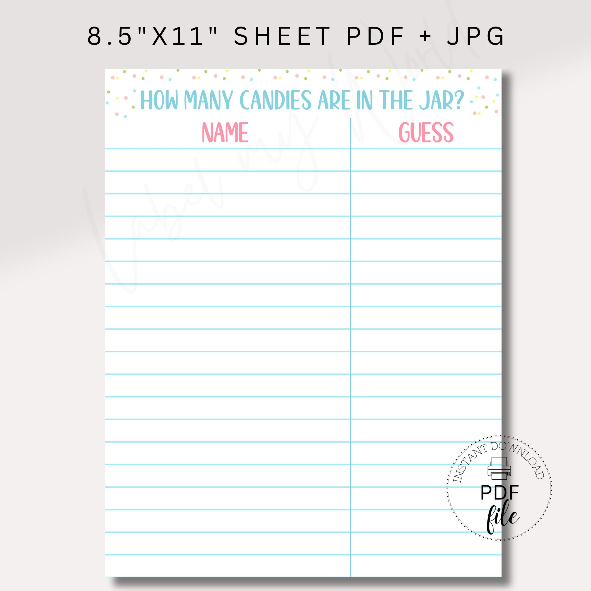 Printable Guess How Many Candies Are In The Jar Sign + Name/Guess with regard to Guess How Many in the Jar Printable