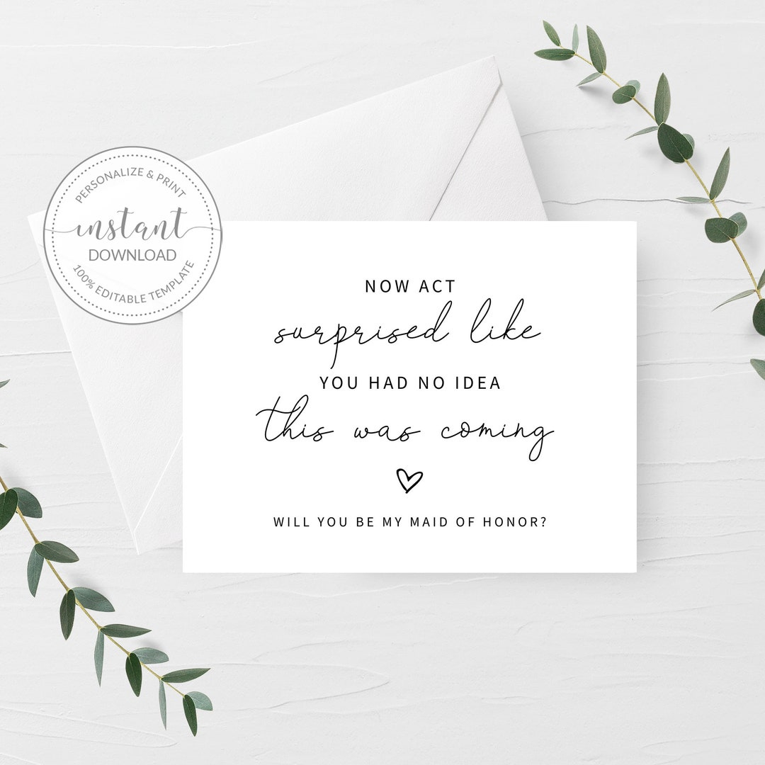 Printable Maid Of Honor Proposal Card Funny, Will You Be My Maid regarding Will You Be My Maid Of Honour Printable