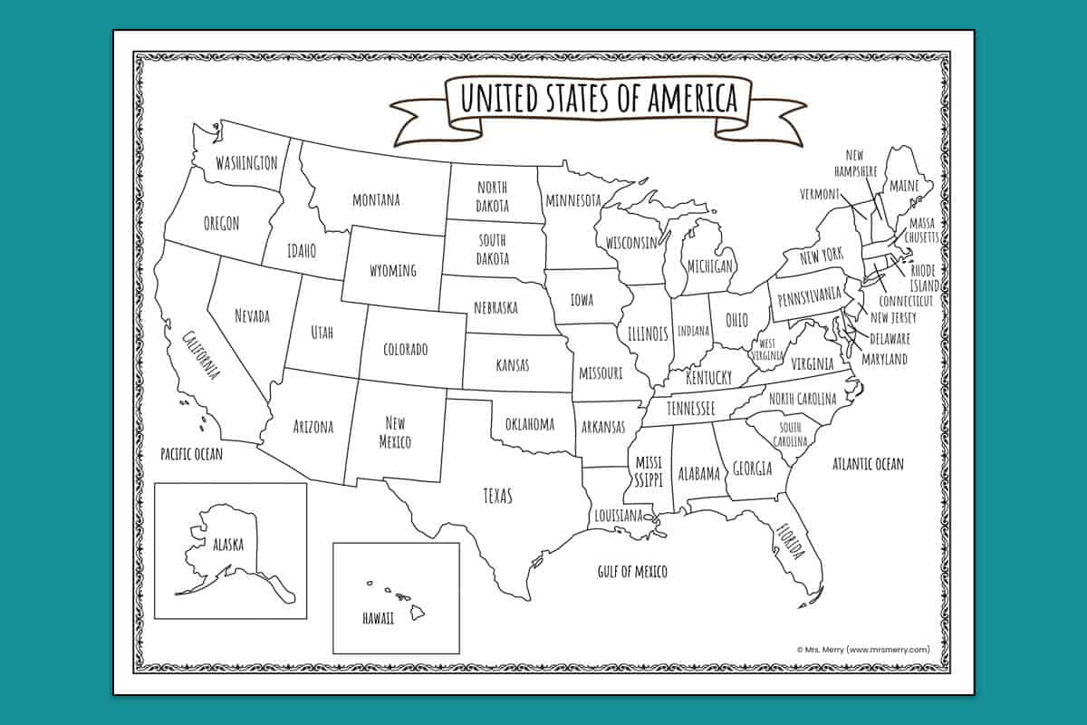 Printable Map Of The United States | Mrs. Merry with Free Printable Map of America