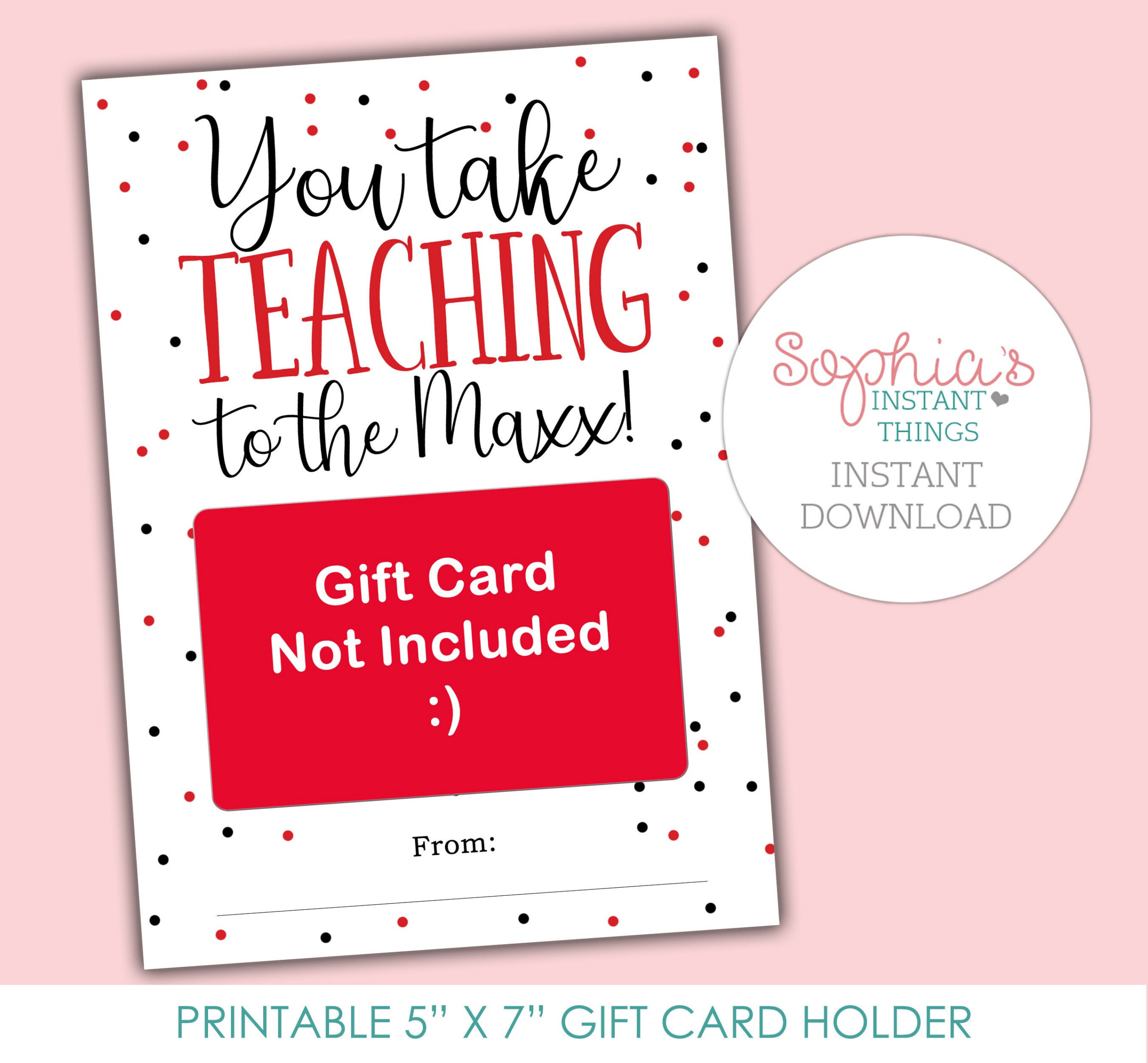 Printable Maxx Gift Card Holder, Teacher Appreciation Gift, You intended for Tj Maxx Printable Gift Card