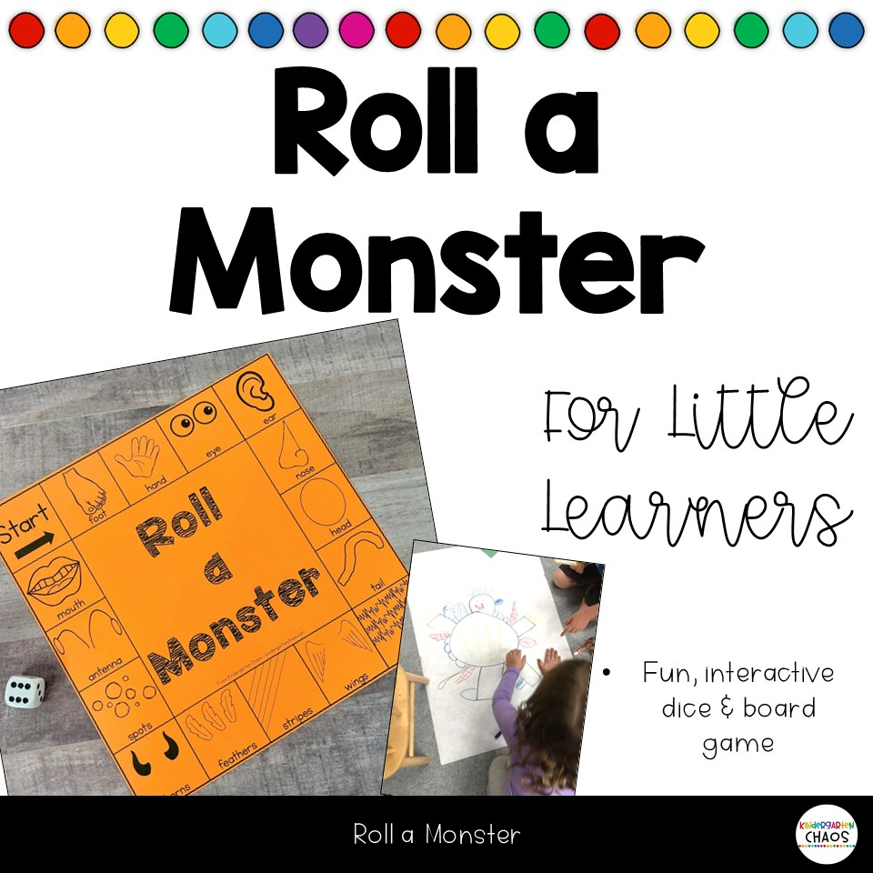 Printable Roll A Monster Game Freebie - Kindergarten Chaos intended for Roll a Monster Free Printable