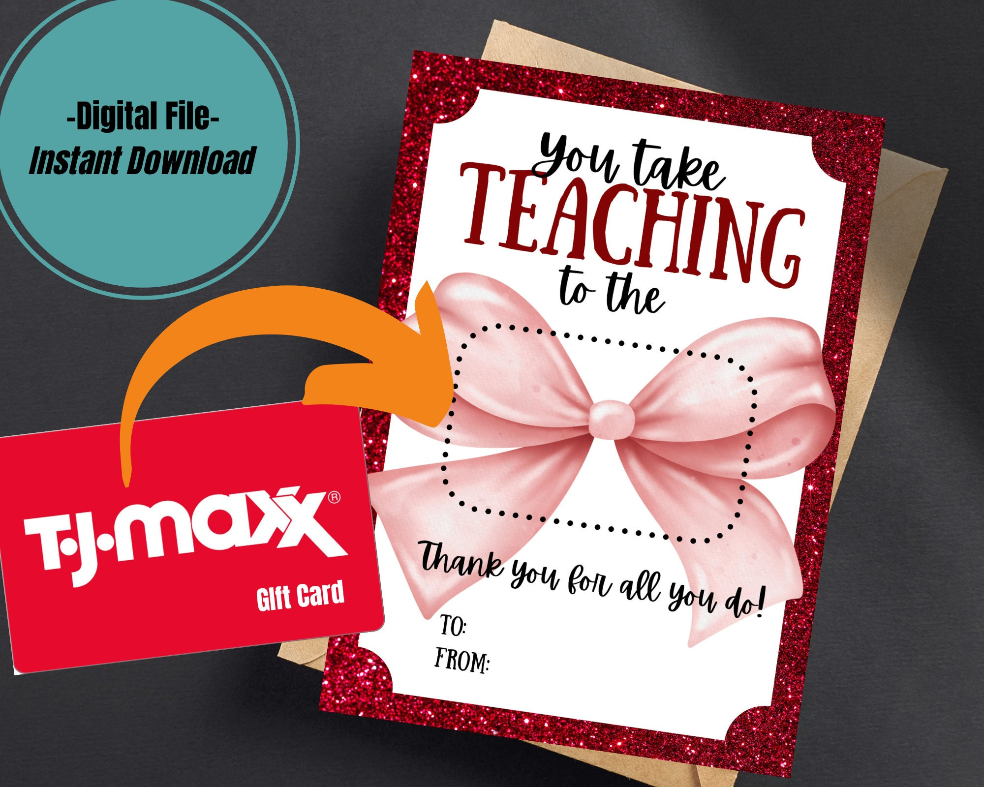 Printable Teacher Thank You Gift Card Holder, Teacher Appreciation inside Tj Maxx Printable Gift Card
