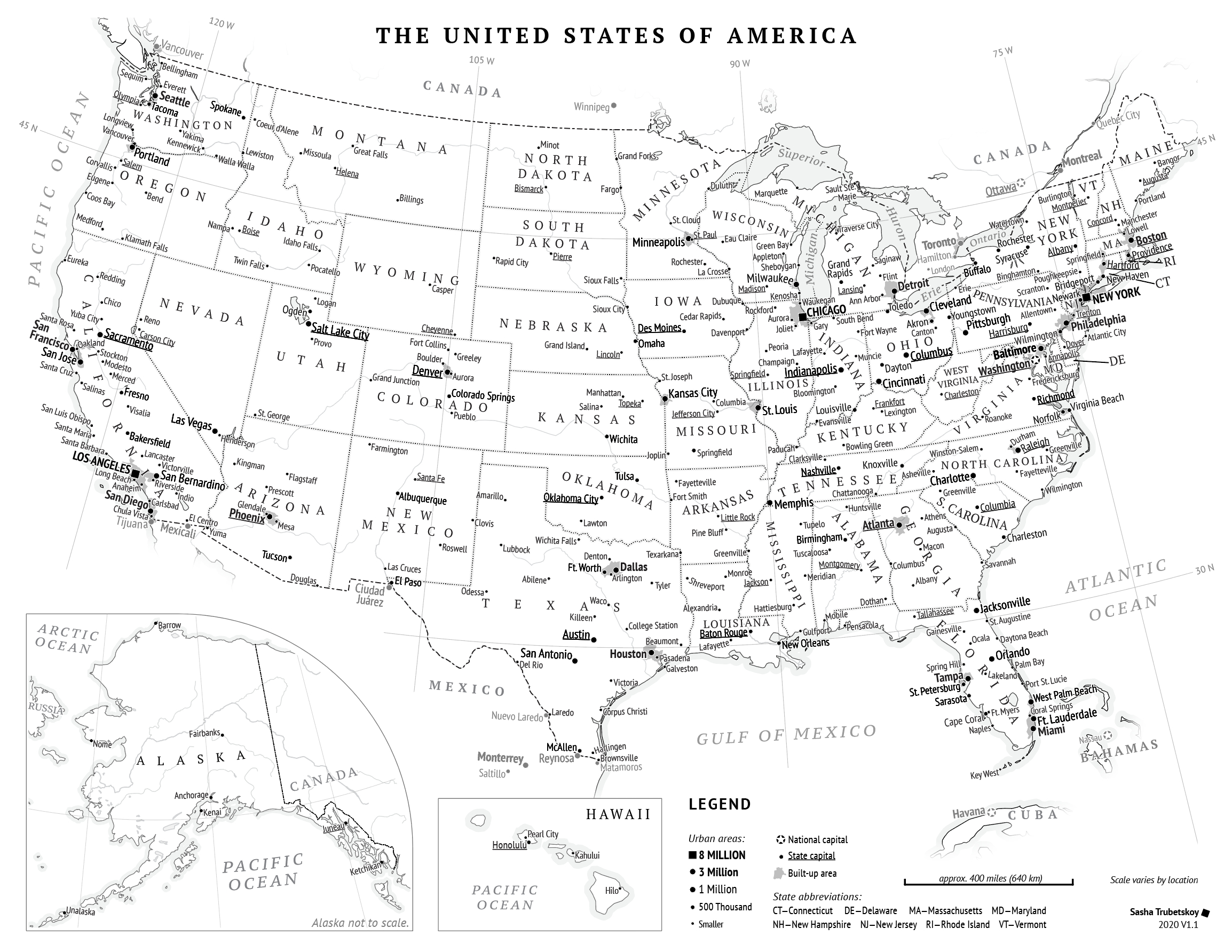 Printable United States Map | Sasha Trubetskoy for Printable Us Map with Cities