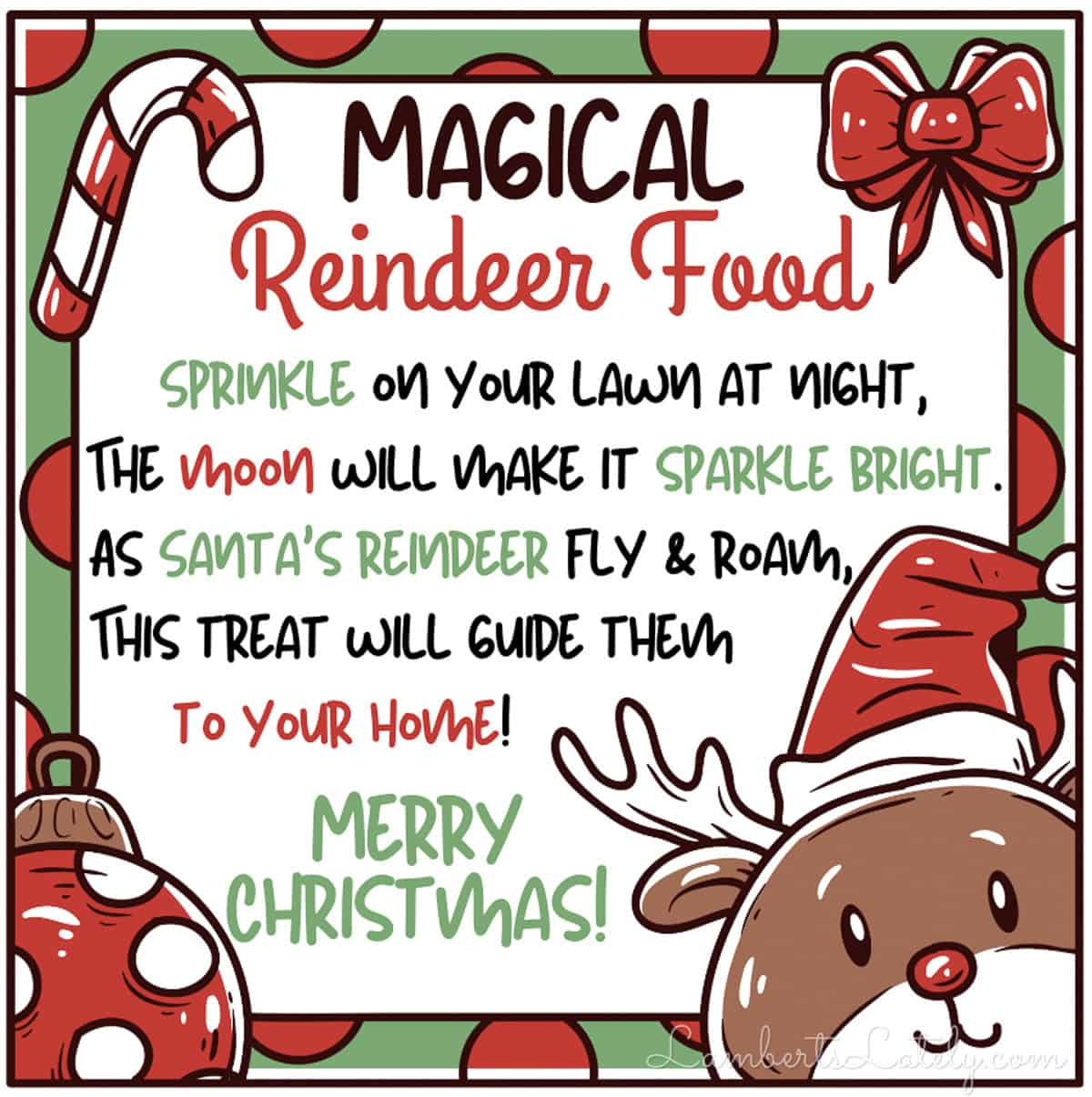 Reindeer Food Recipe & Poem Printable | Lamberts Lately with regard to Reindeer Food Poem Printable Free