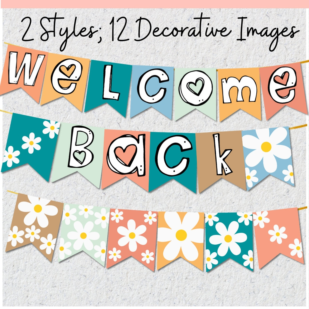 Retro Welcome Back Banner: Pastel Classroom Decor (Pdf Download in Welcome Back Signs Free Printable