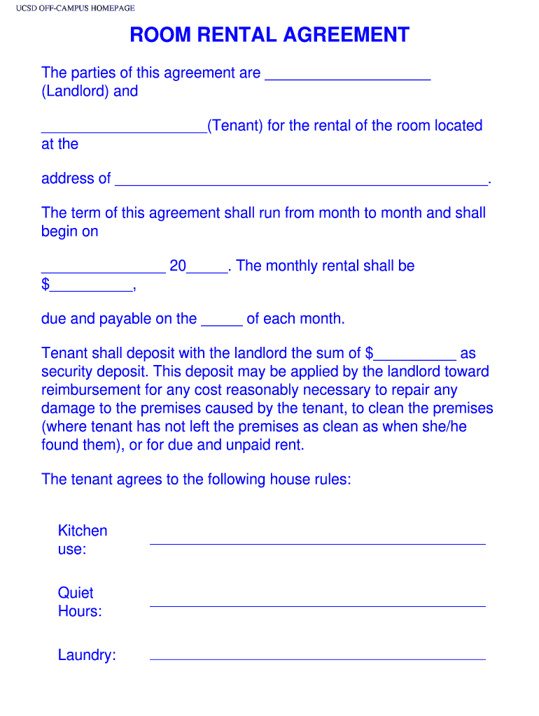 Room Rental Agreement Template Word Doc: Fill Out & Sign Online intended for Free Printable Basic Room Rental Agreement