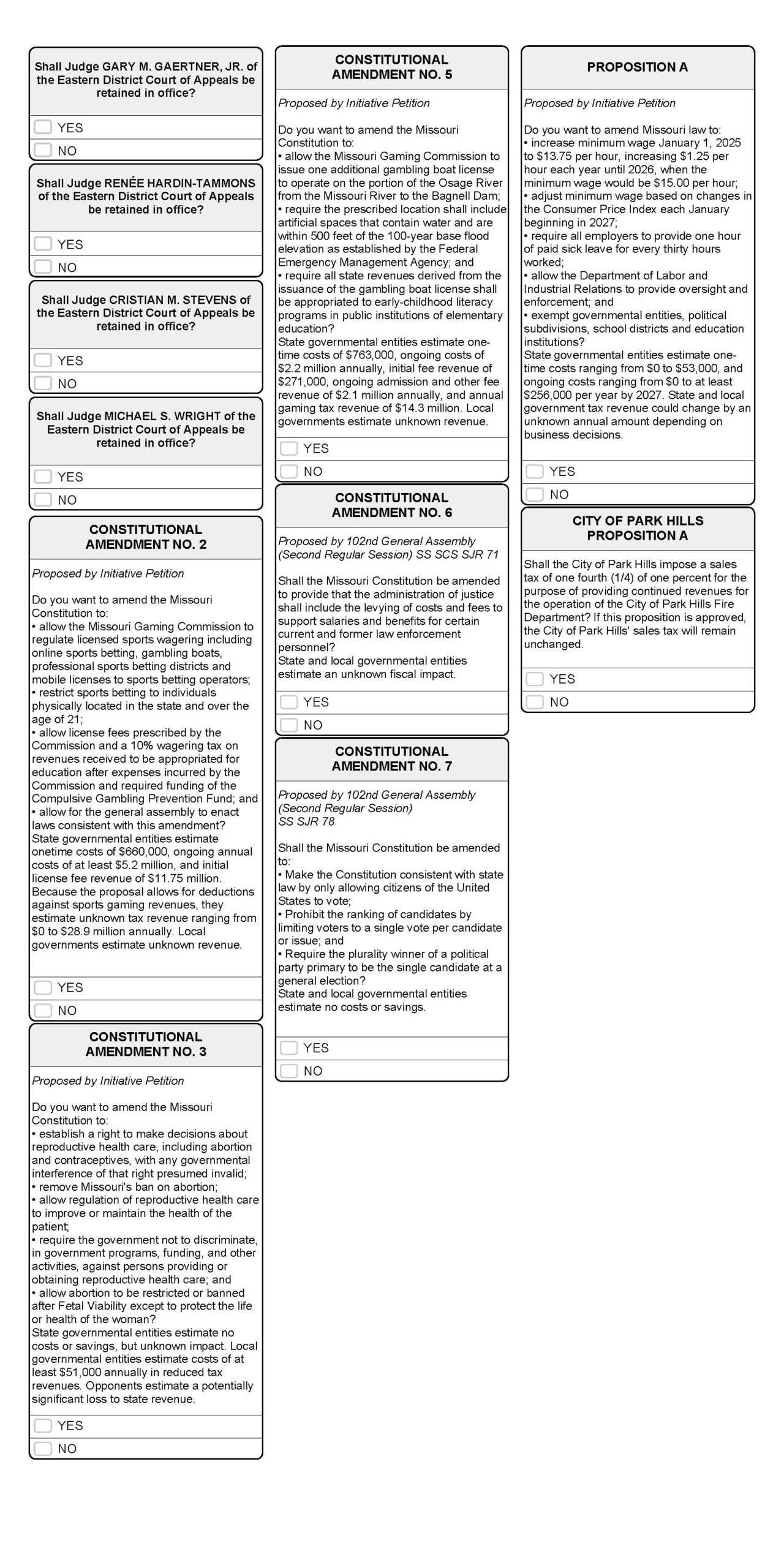 Sample Ballot – November 5, 2024 – Saint Francois County with Printable Sample Ballot By Zip Code