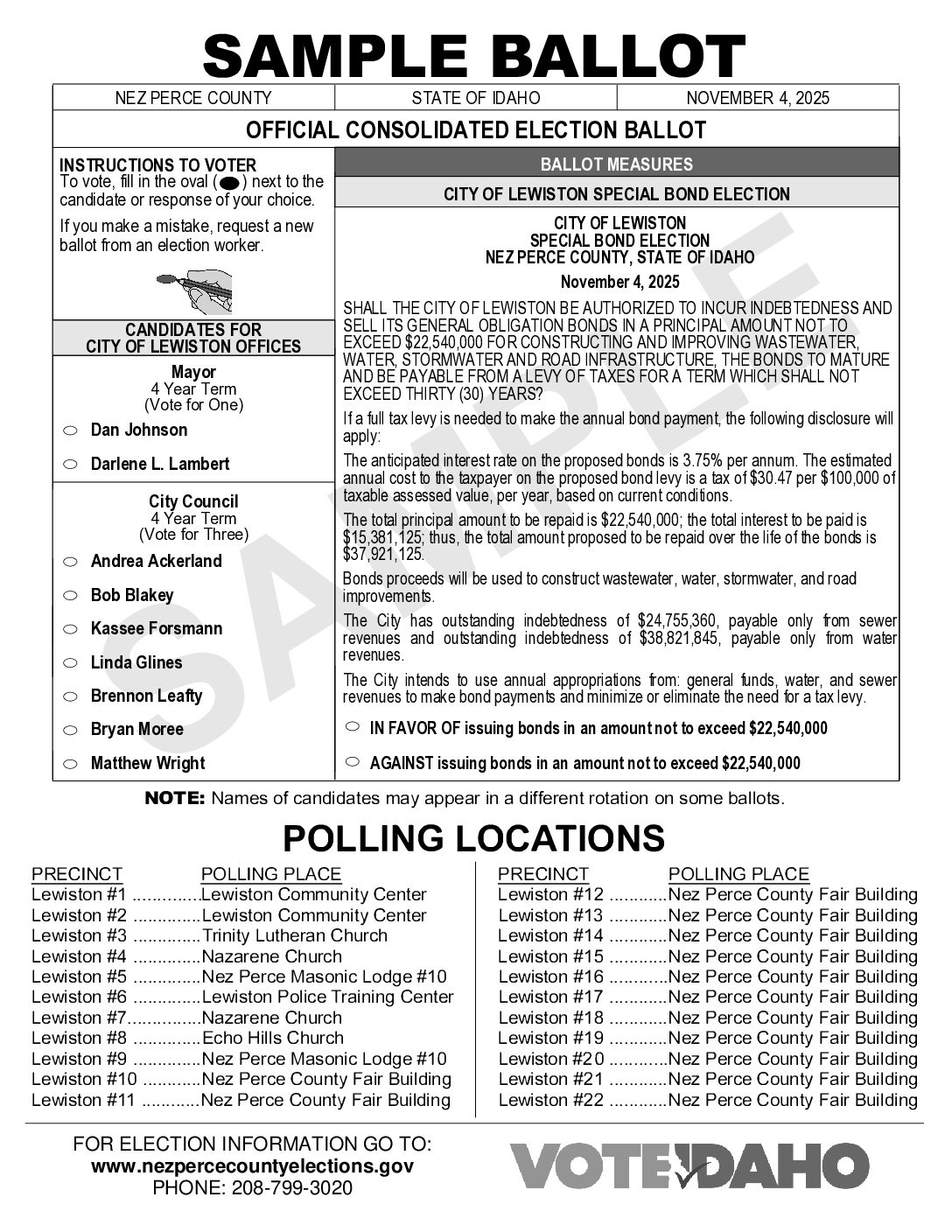 Sample Ballots | Nez Perce County Elections pertaining to Printable Sample Ballot By Zip Code