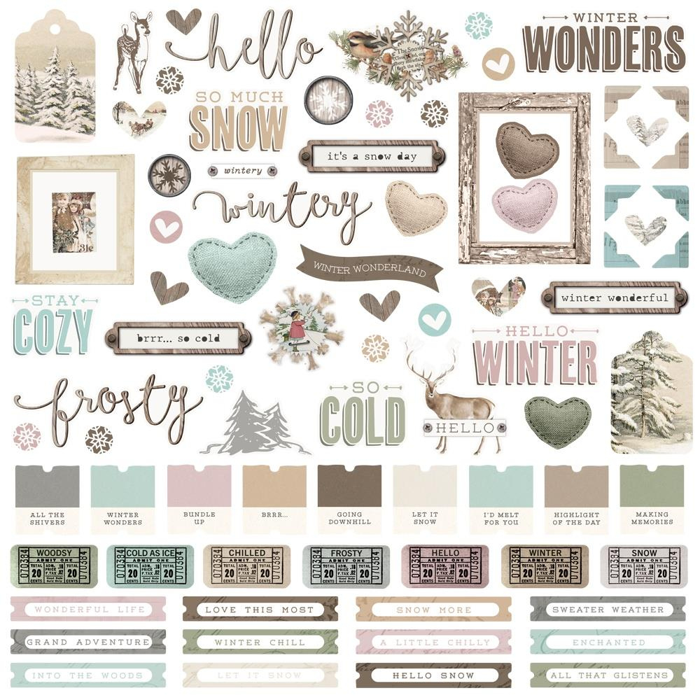 Simple Stories - Simple Vintage Winter Woods - Cardstock Stickers throughout Free Printable Scrapbook Stickers Free Download