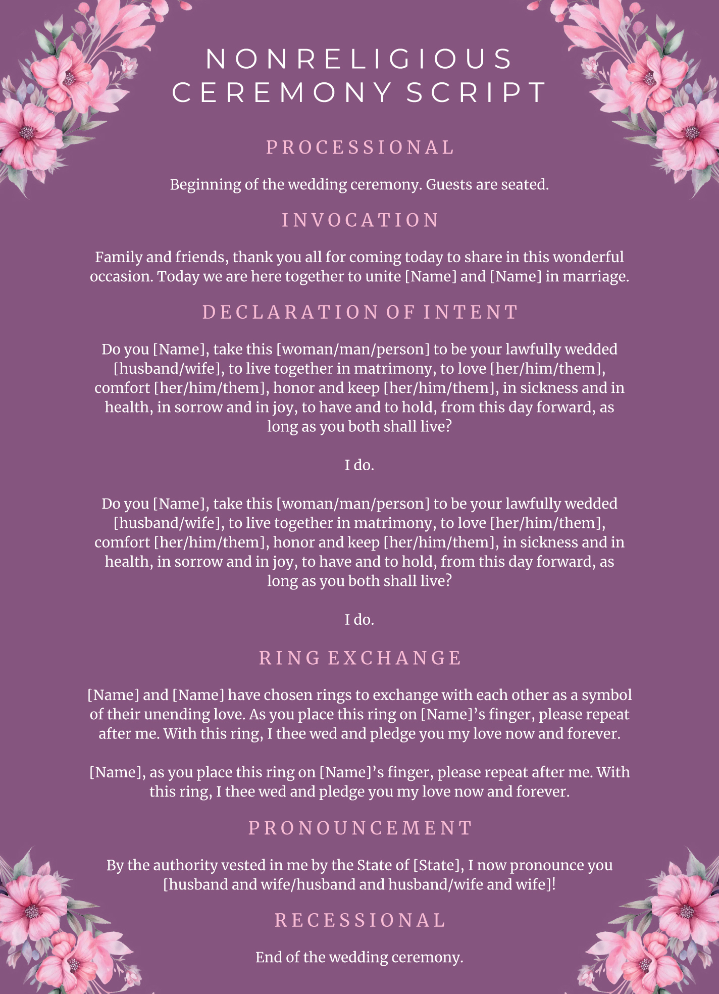 Simple Wedding Ceremony Script Free Google Docs Template - Gdoc.io for Simple Wedding Ceremony Script Printable
