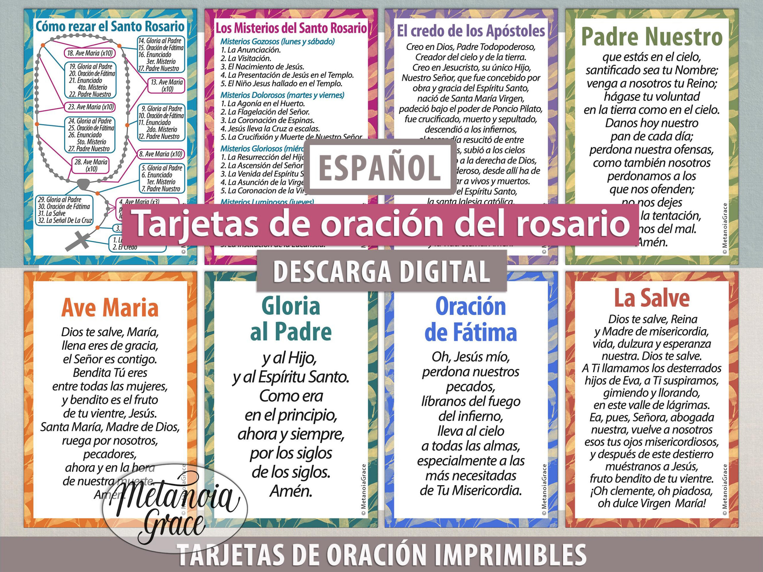 Spanish Rosary Guide, Printable Cards, How To Pray The Rosary intended for Como Rezar El Rosario Printable Free