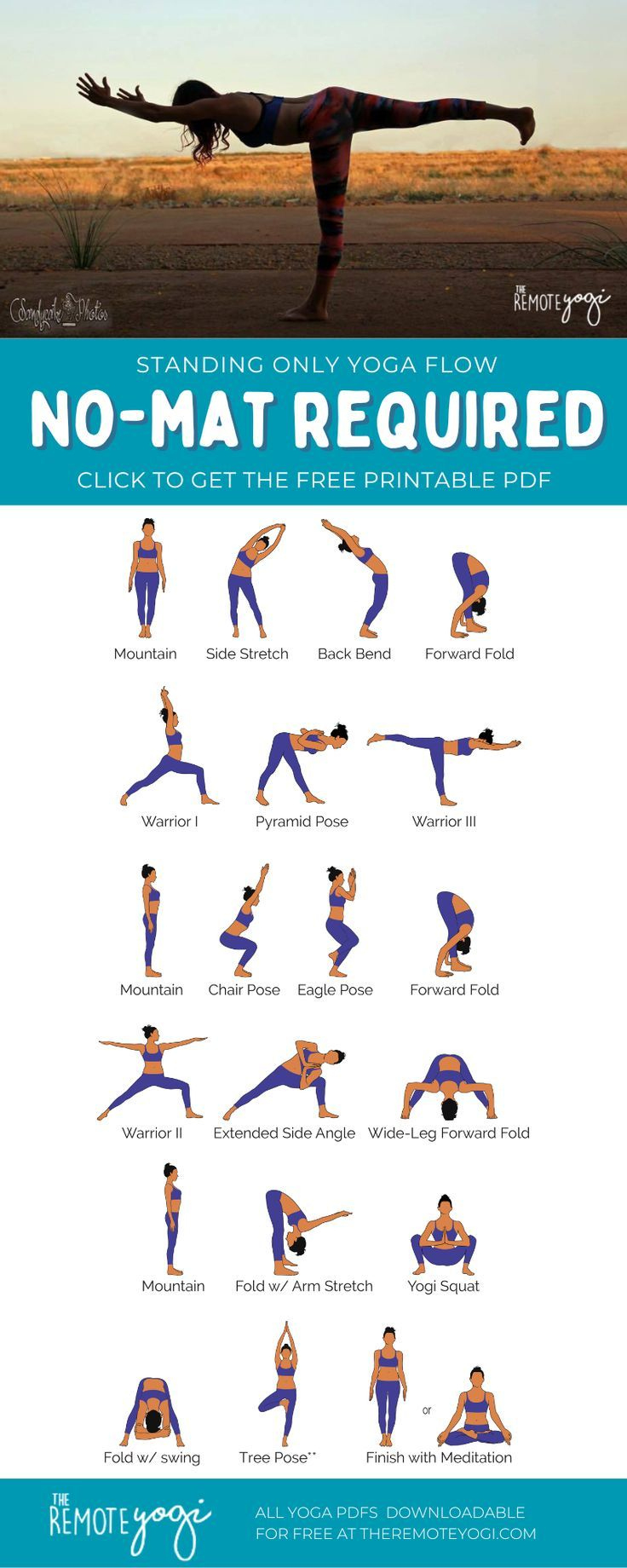 Standing Only Yoga Flow – Free Printable Pdf with Free Printable Yoga Poses