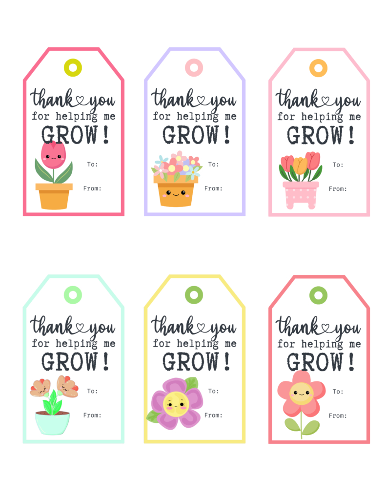 Thank You For Helping Me Grow Free Printable Gift Tags | Baking regarding Thank You For Helping Me Grow Printable