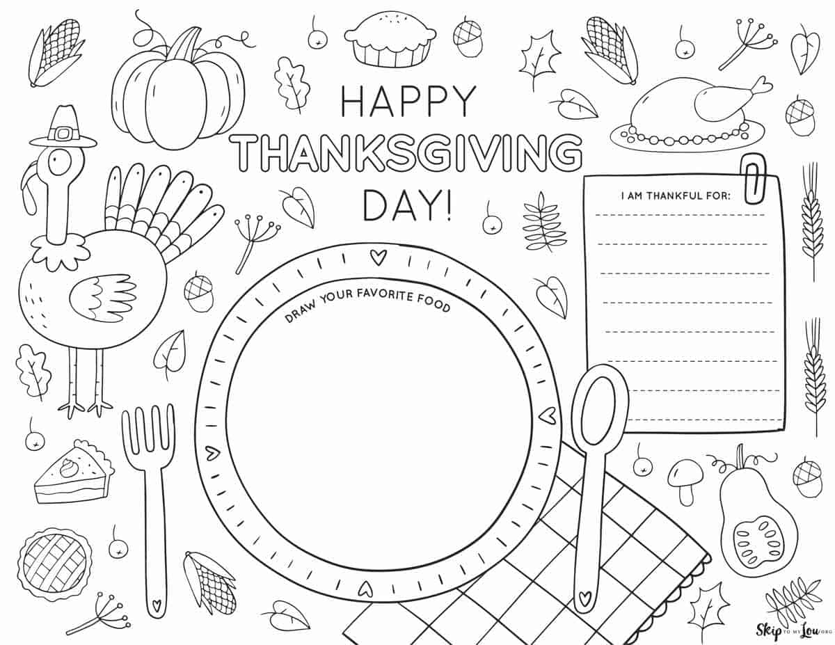 Thanksgiving Placemats | Skip To My Lou throughout Free Printable Pictures For Thanksgiving