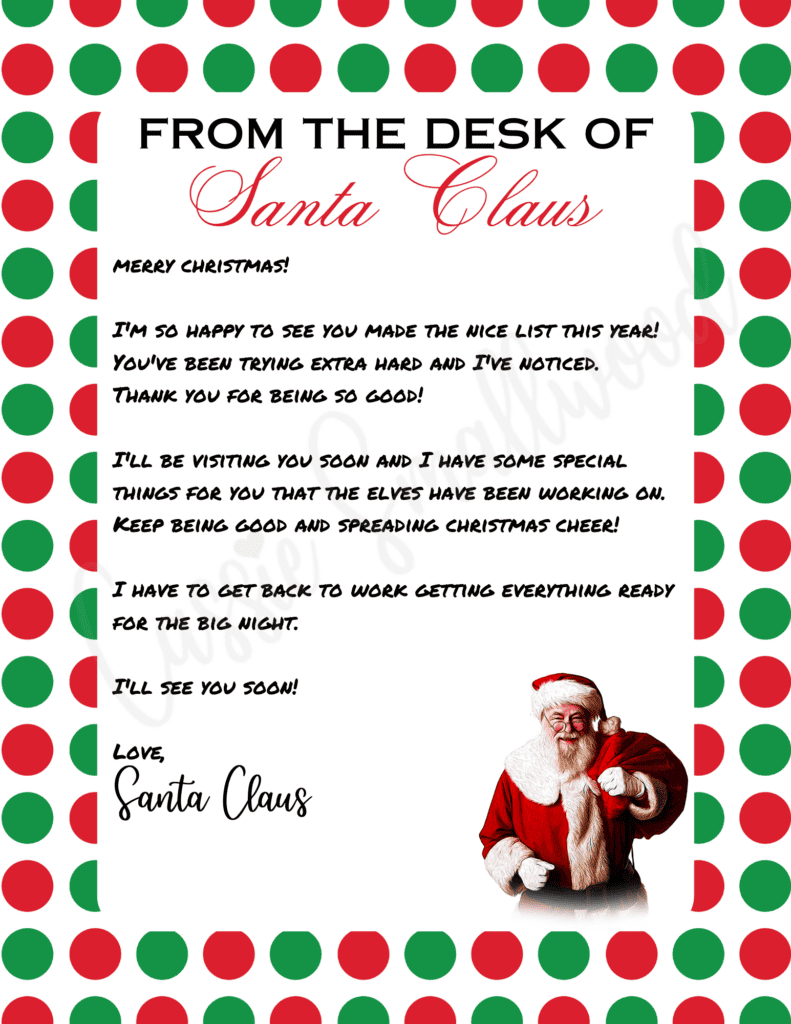 The Cutest Letters From Santa - Cassie Smallwood throughout Free Letters From Santa Printable