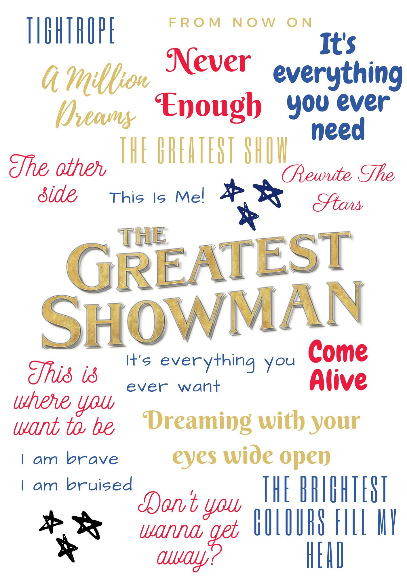 The Greatest Showman Digital Print pertaining to The Greatest Show Lyrics Printable
