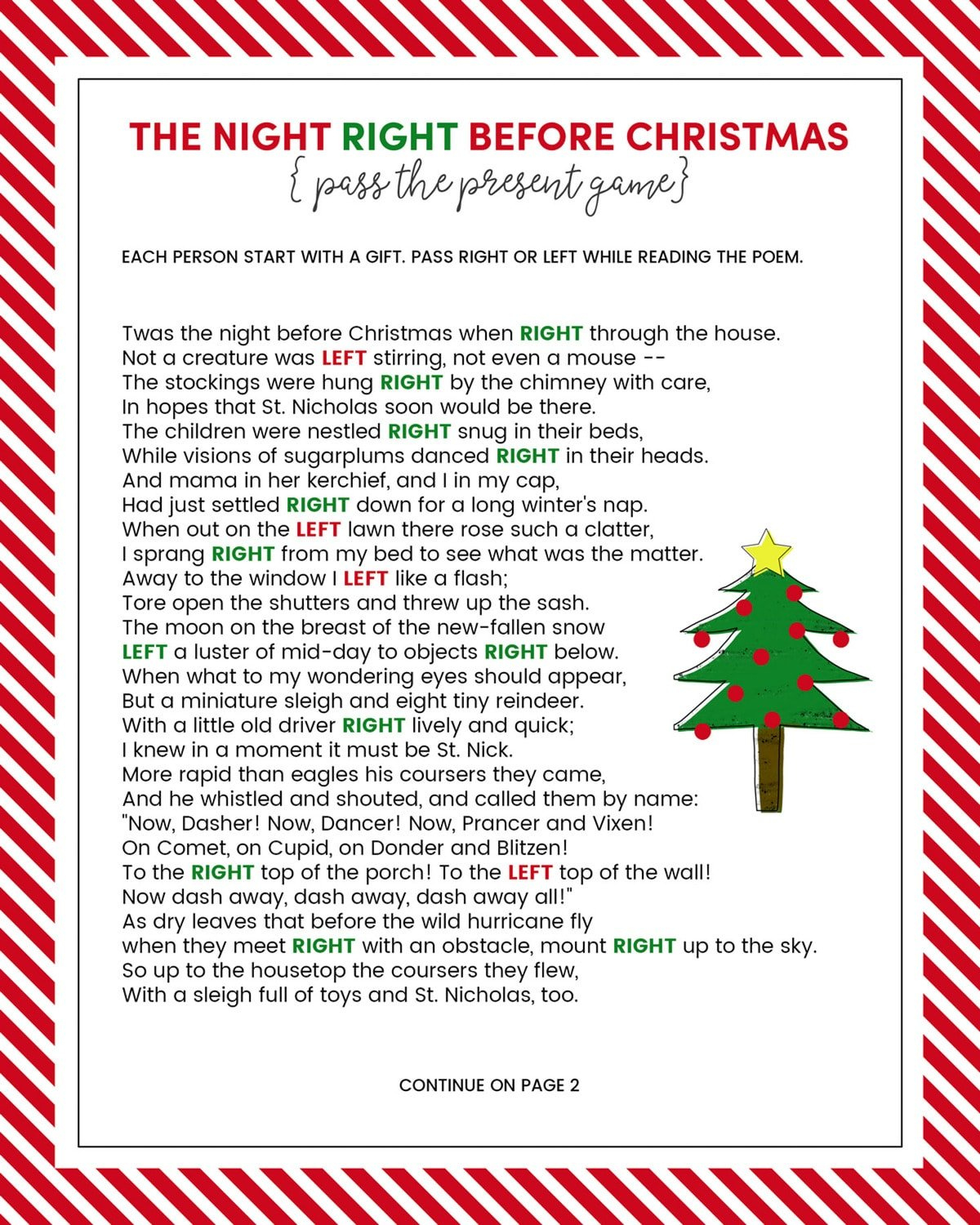 The Left Right Christmas Game {With Story + Print}| Lil' Luna pertaining to Left Right Game Christmas Printable