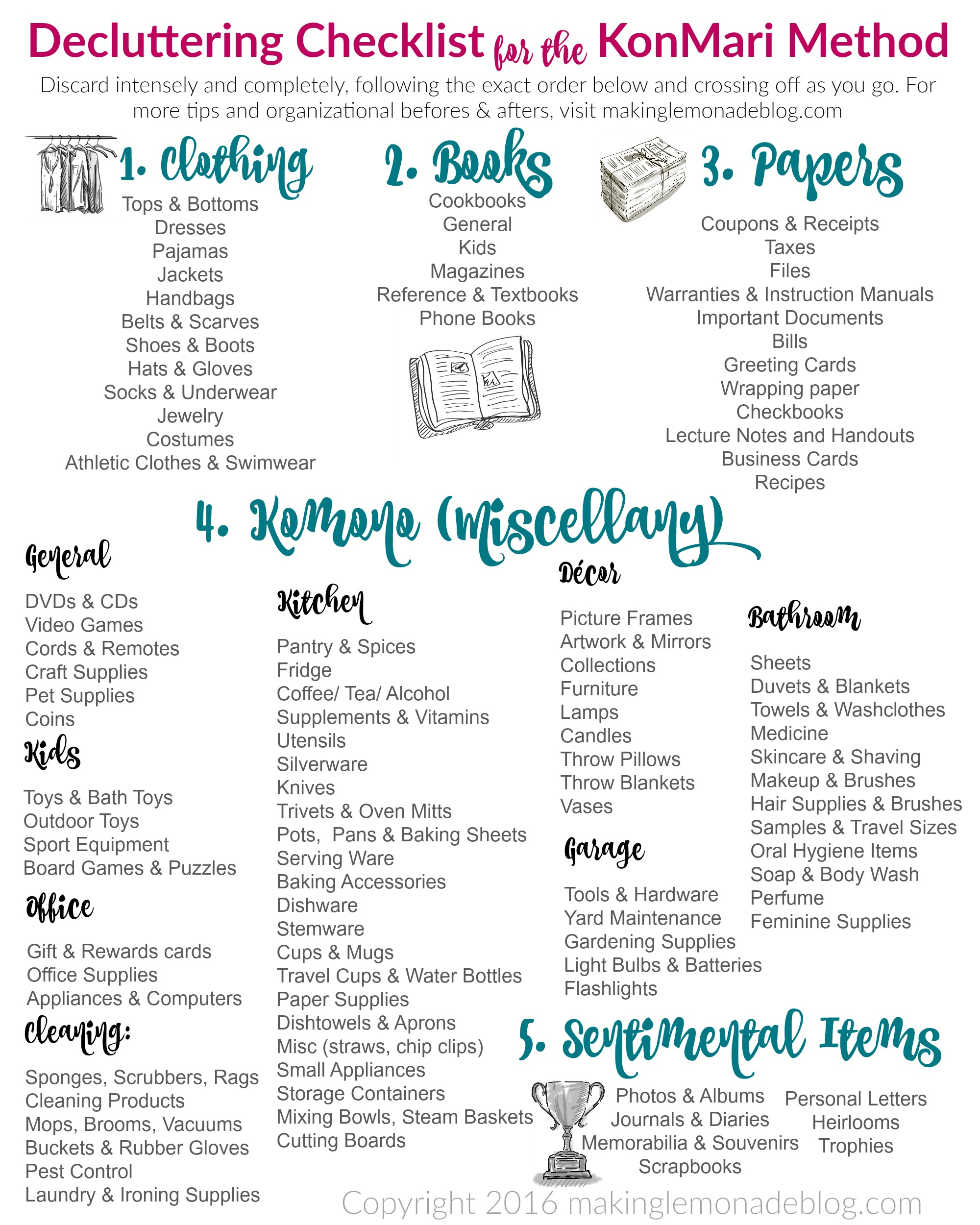 The Ultimate Free Printable Decluttering Checklist For Konmari throughout Free Printable Decluttering Checklist
