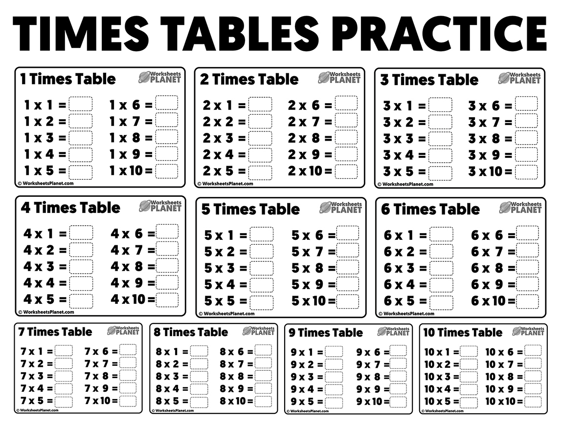 Times Tables Practice Worksheets | Ready To Print with Printable Times Table Practice Sheets