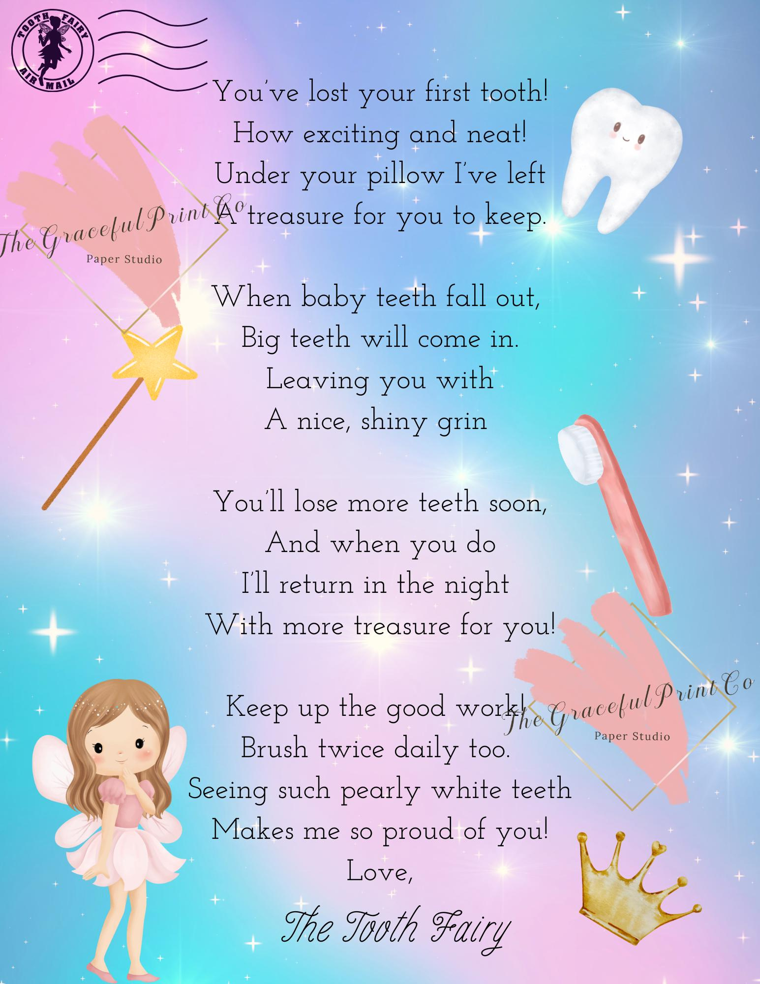Tooth Fairy Letter; First Tooth, Fairy Letter Printable Download pertaining to Letter From Tooth Fairy Printable