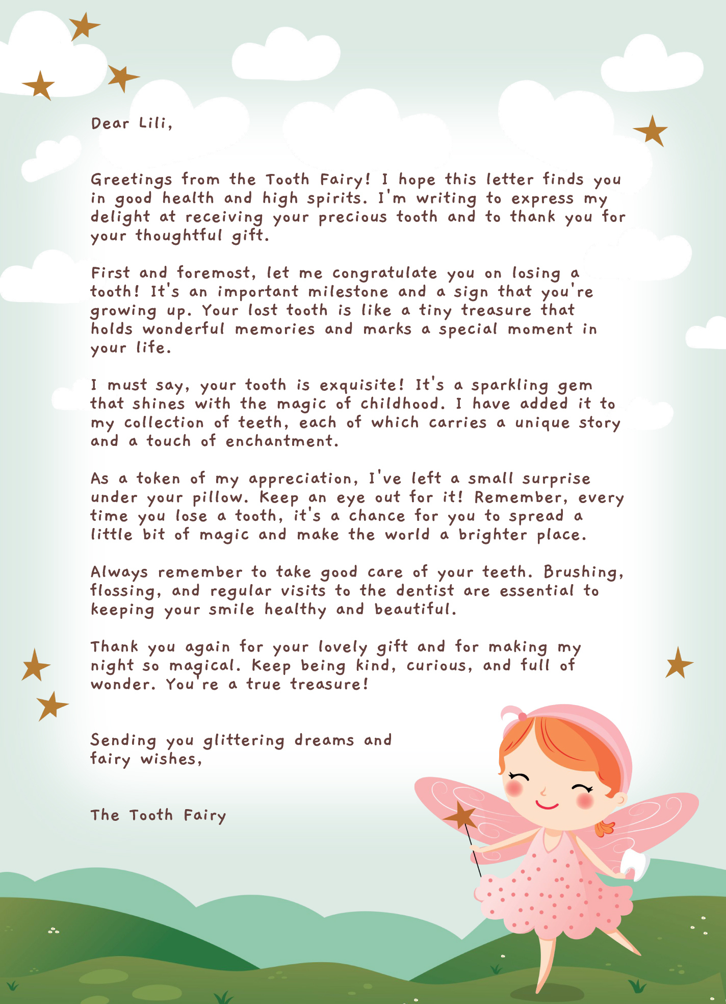 Tooth Fairy Letterhead Free Google Docs Template - Gdoc.io intended for Free Printable Tooth Fairy Letter