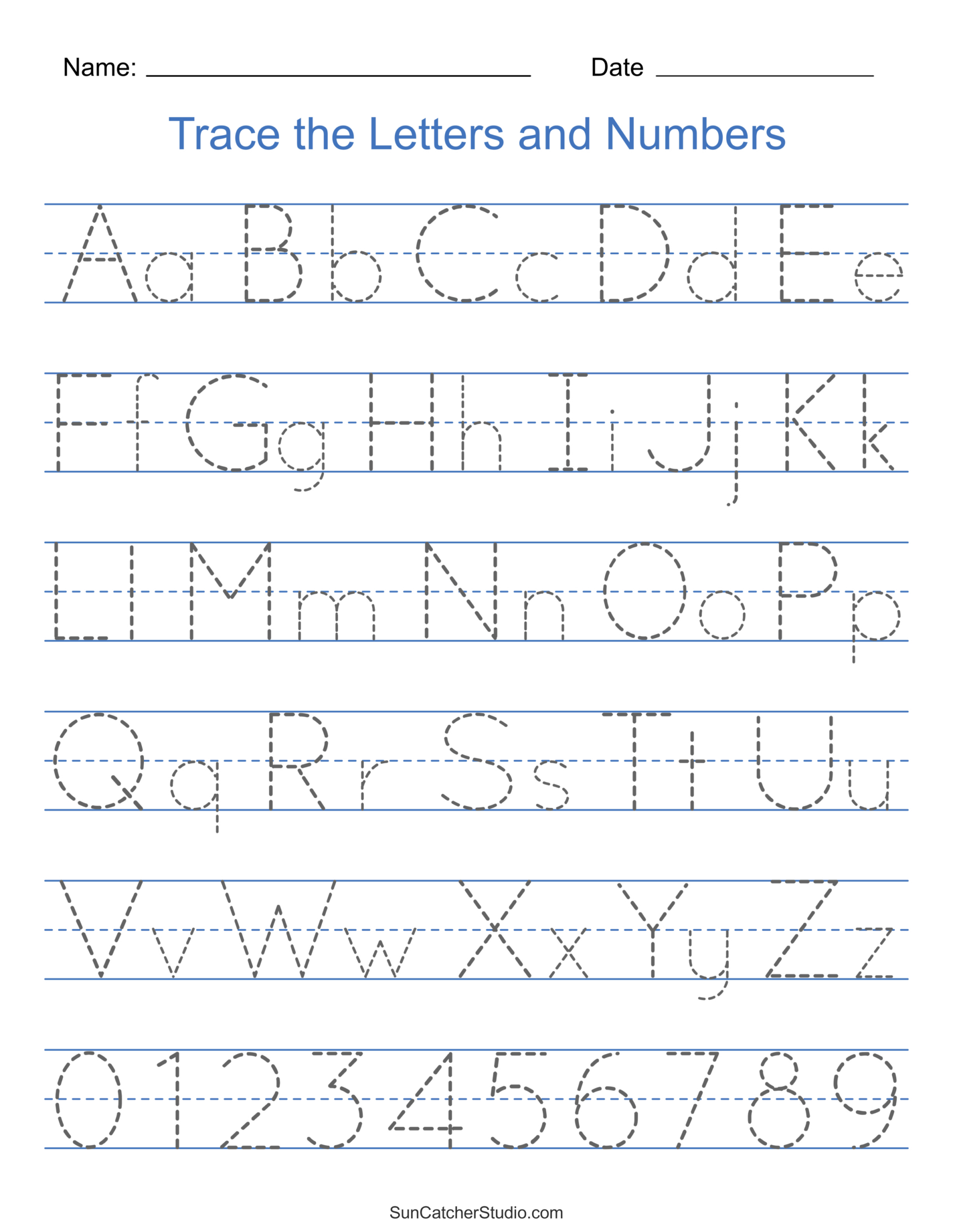 Tracing Alphabet Letters (Printable Handwriting Worksheets) – Free with Free Printable Traceable Letters and Numbers