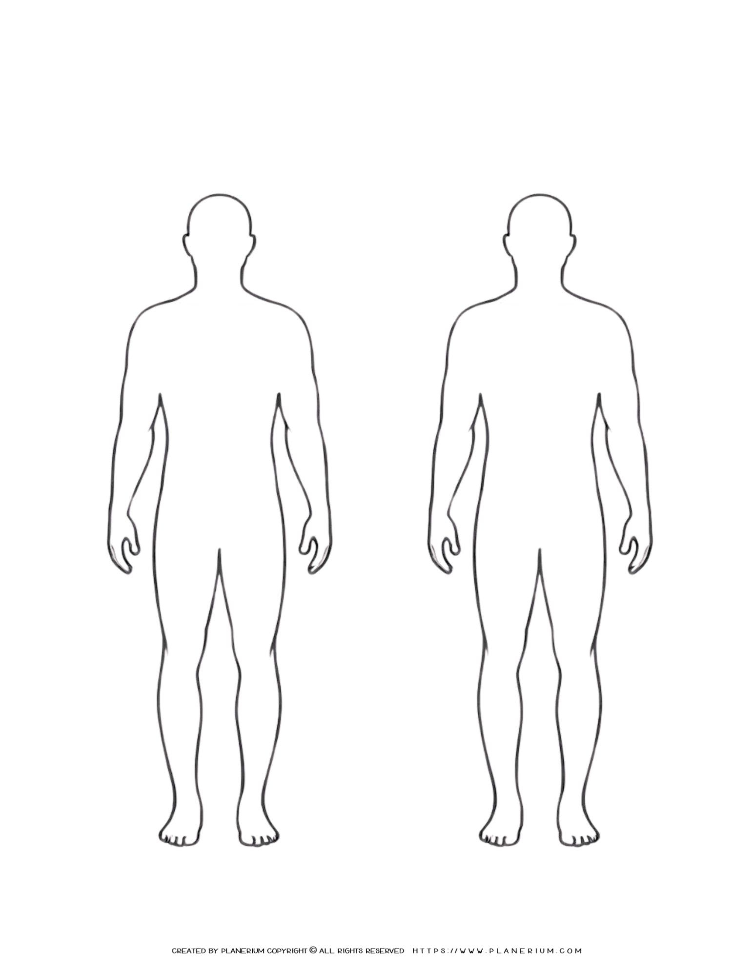 Two Man Human Body Outline Printable For Fun Learning throughout Printable Outline Of Human Body