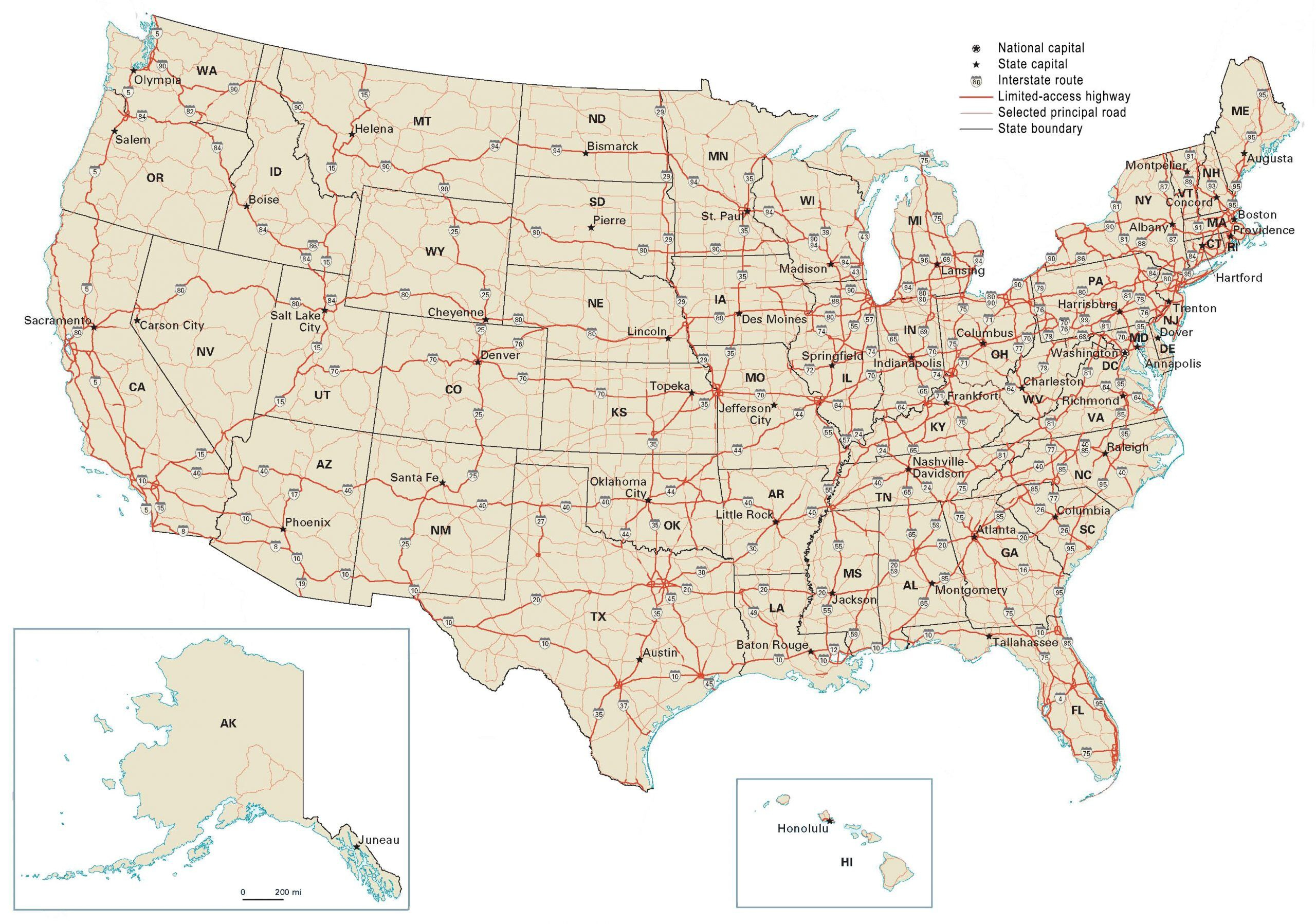 Us Road Map: Interstate Highways In The United States - Gis Geography inside United States Road Map Printable