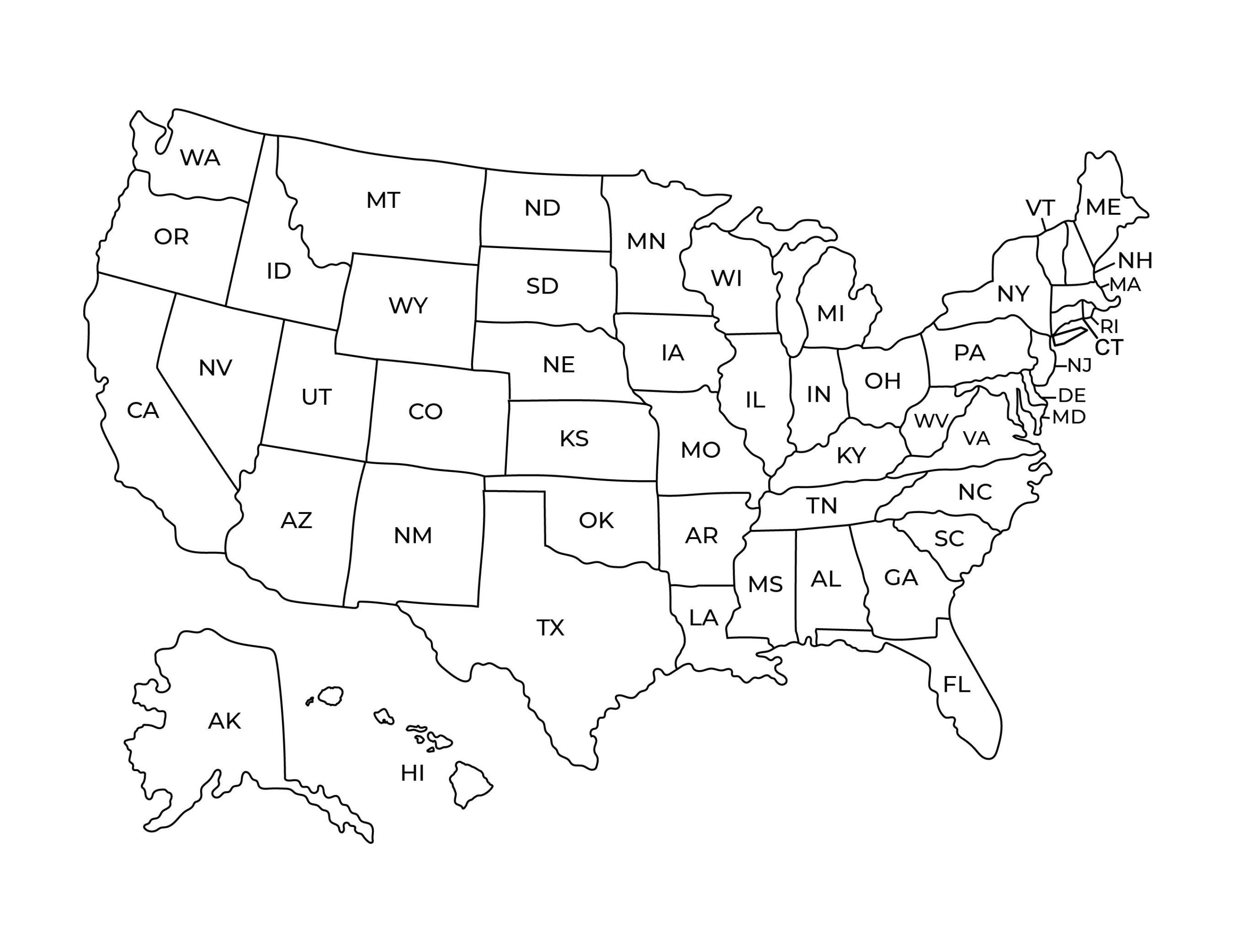 Usa Map Druckbare Karte Der Vereinigten Staaten Von Amerika | 50 inside Printable Map the United States