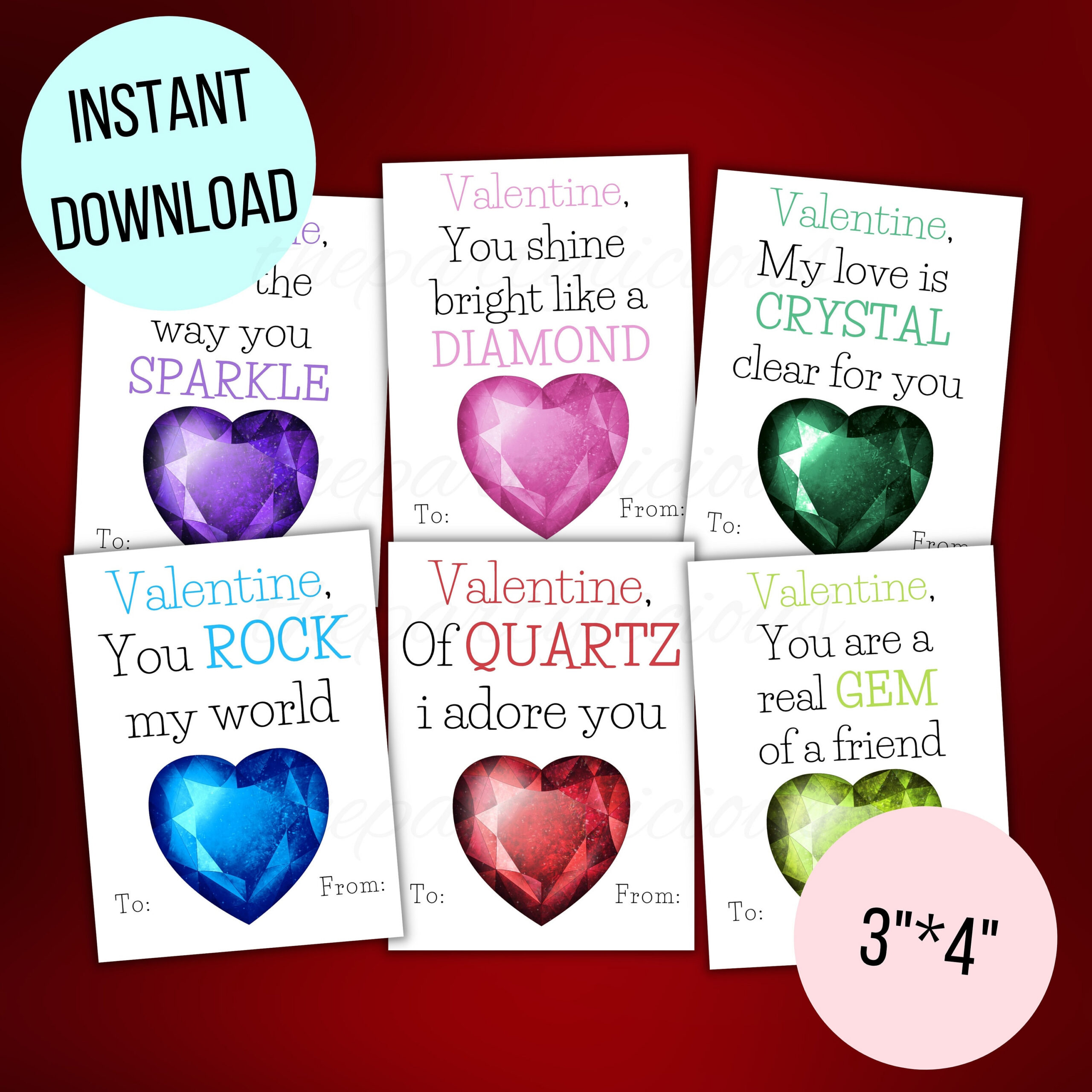 Valentine Rock Printable Crystal - Etsy regarding Free Printable Geode Valentine Cards