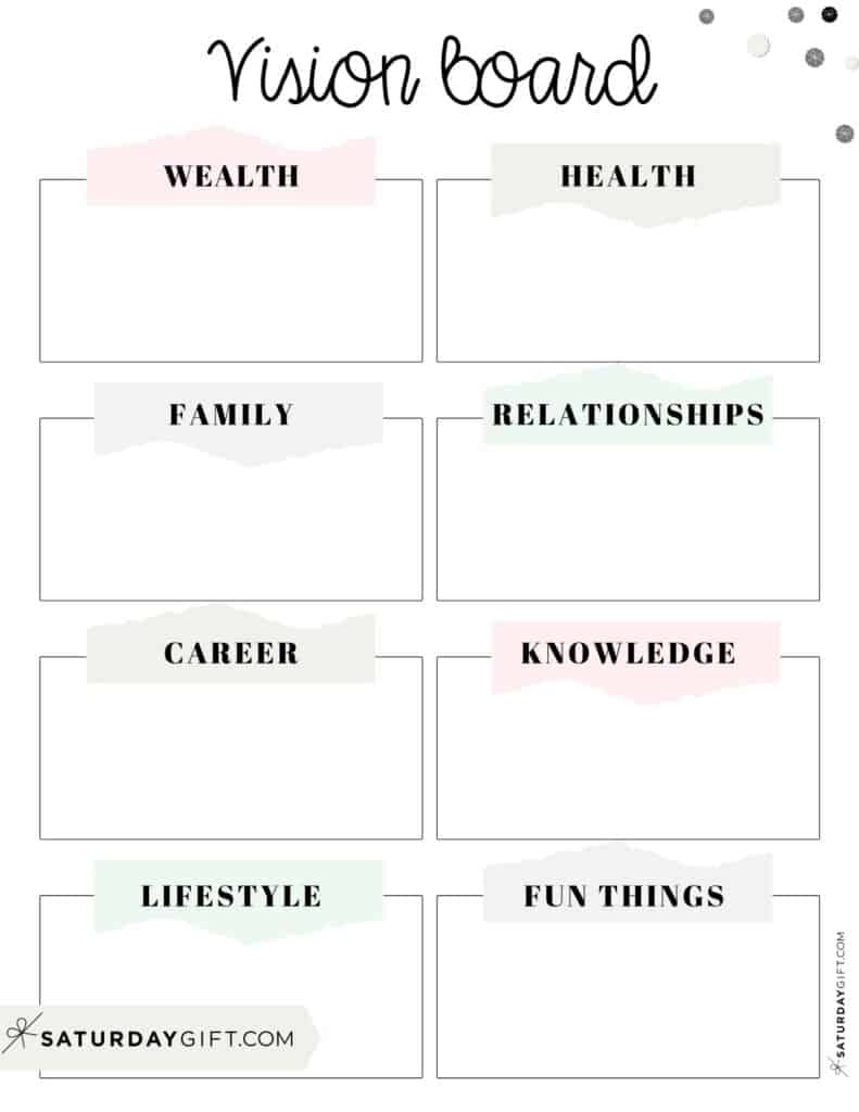 Vision Board Template - 27 Cute (&Free) Dream Board Printables with Free Vision Board Printables