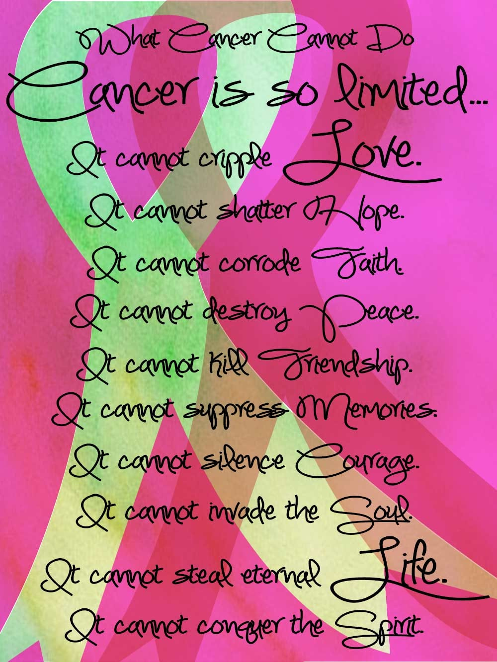 What Cancer Cannot Do | Headcovers with regard to What Cancer Cannot Do Poem Printable