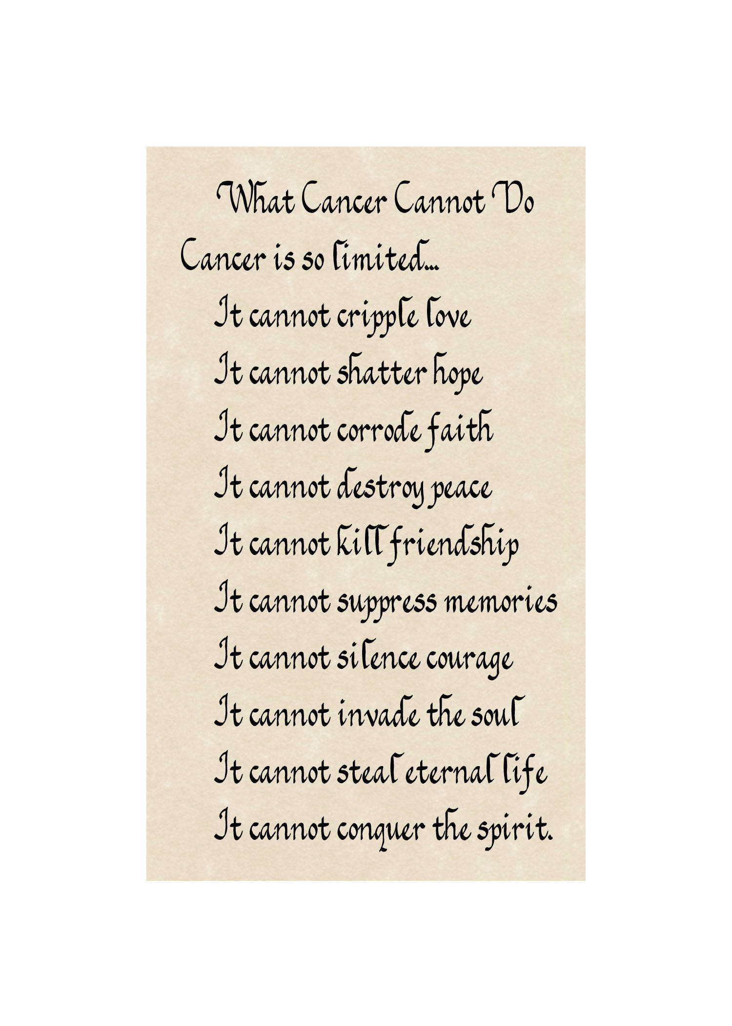 What Cancer Cannot Do Matted Print - Etsy with regard to What Cancer Cannot Do Poem Printable