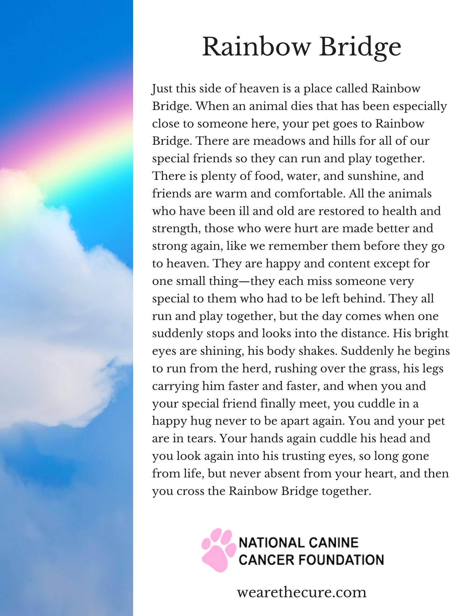 What The Rainbow Bridge Poem Gets Perfectly Right About Pet Loss inside The Rainbow Bridge Poem Printable