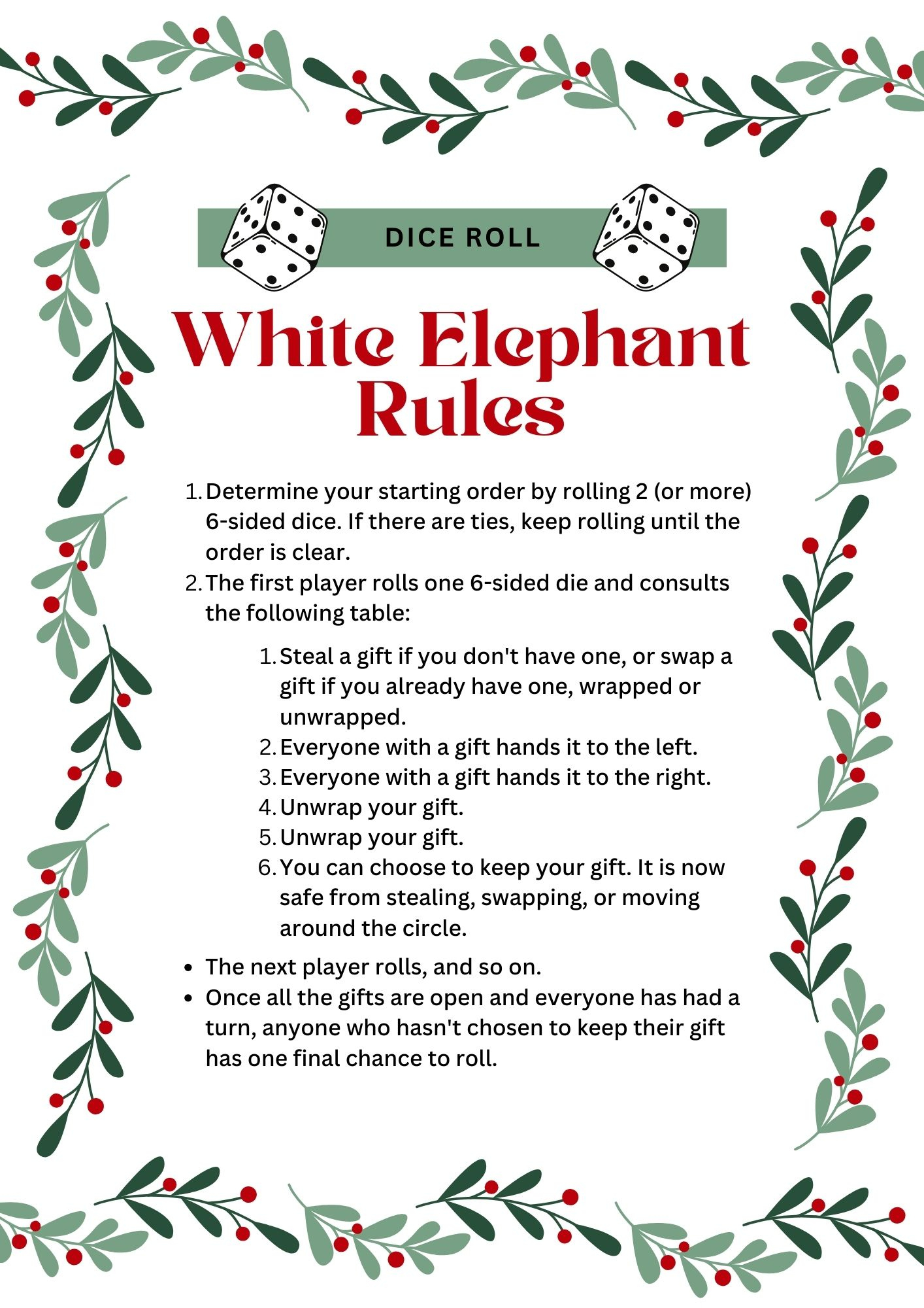 White Elephant Rules For Gift-Giving Fun [Printables] - Fun Blog with White Elephant Gift Rules Printable