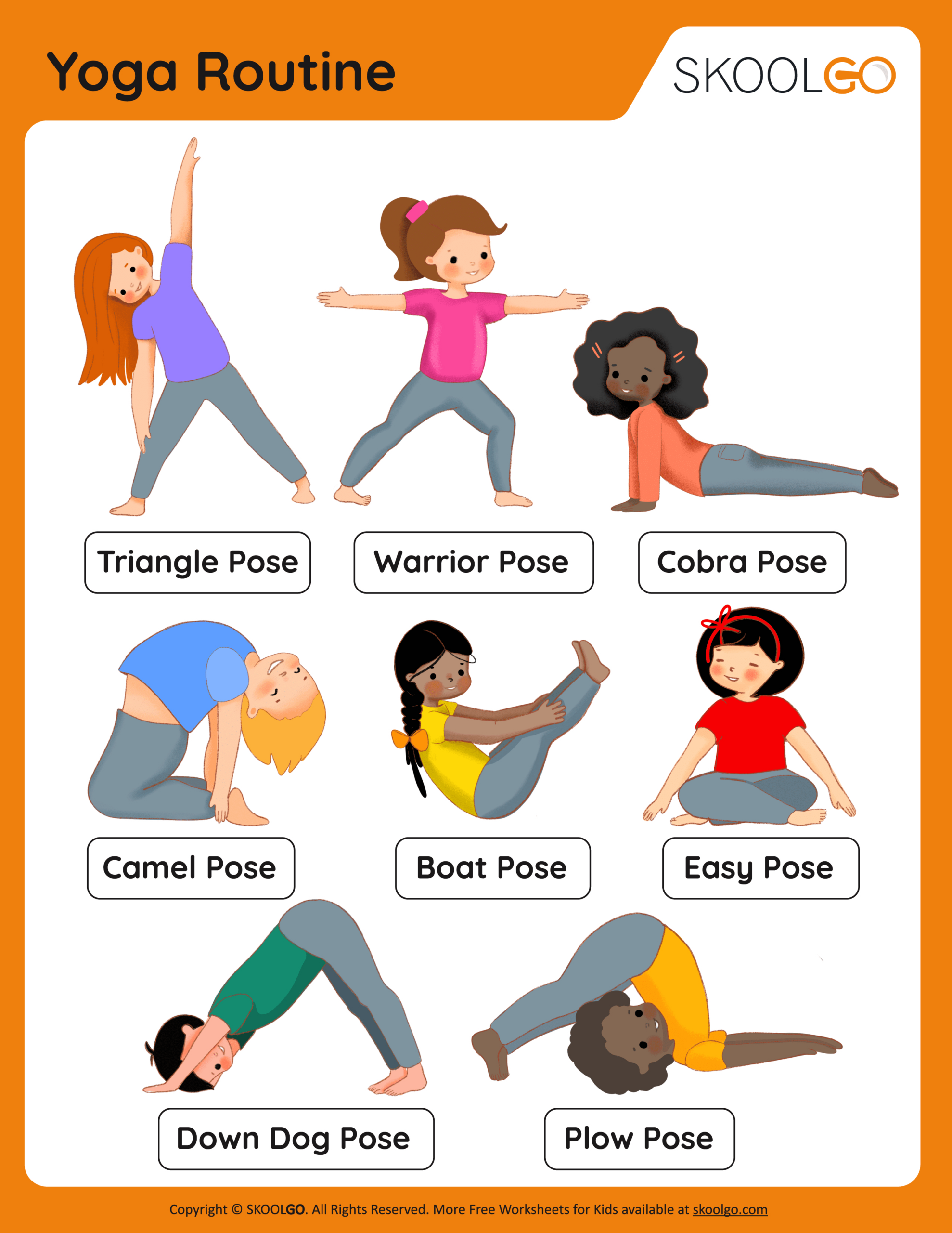 Yoga Routine - Free Worksheet - Skoolgo for Free Printable Yoga Poses