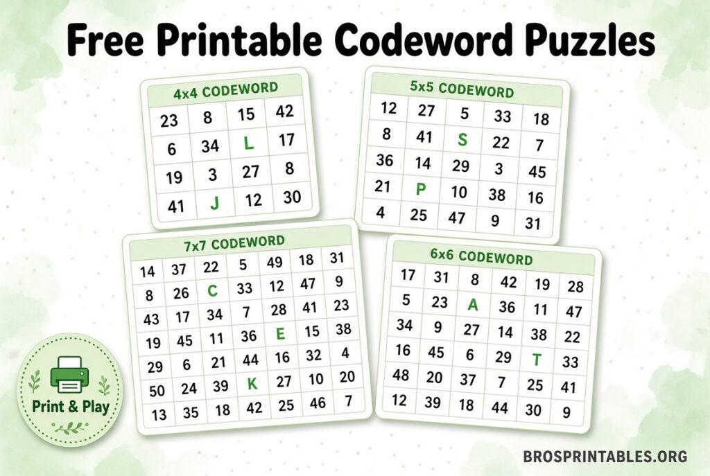 Free Online Printable Codeword Puzzles (1)