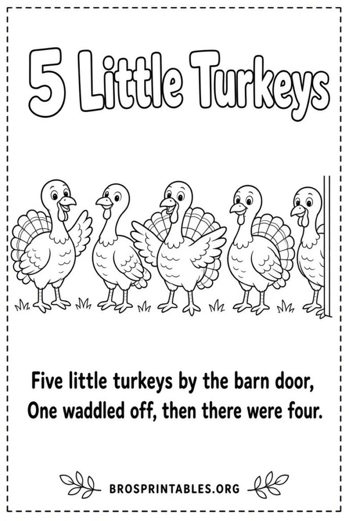 Free Printable 5 Little Turkeys (2)
