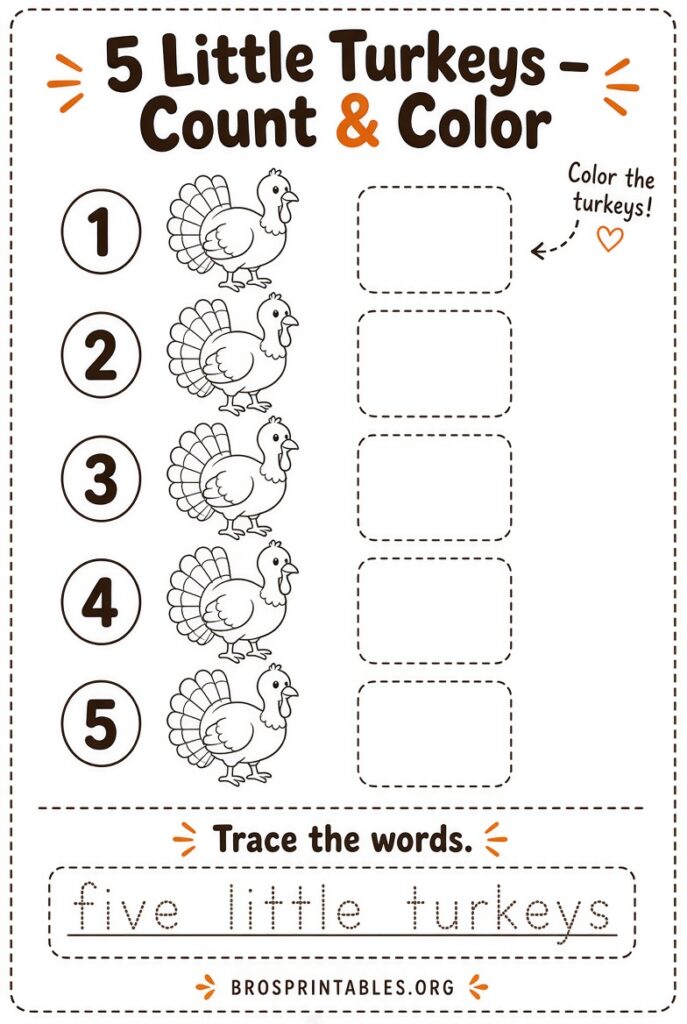 Free Printable 5 Little Turkeys (4)