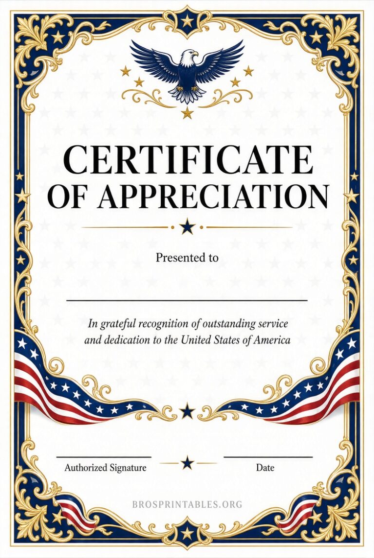Free Printable Certificates Of Appreciation For Veterans