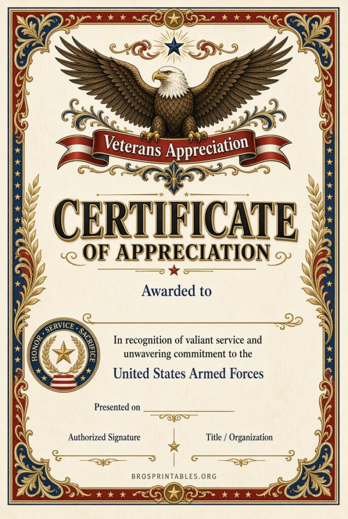 Free Printable Certificates Of Appreciation For Veterans (3)