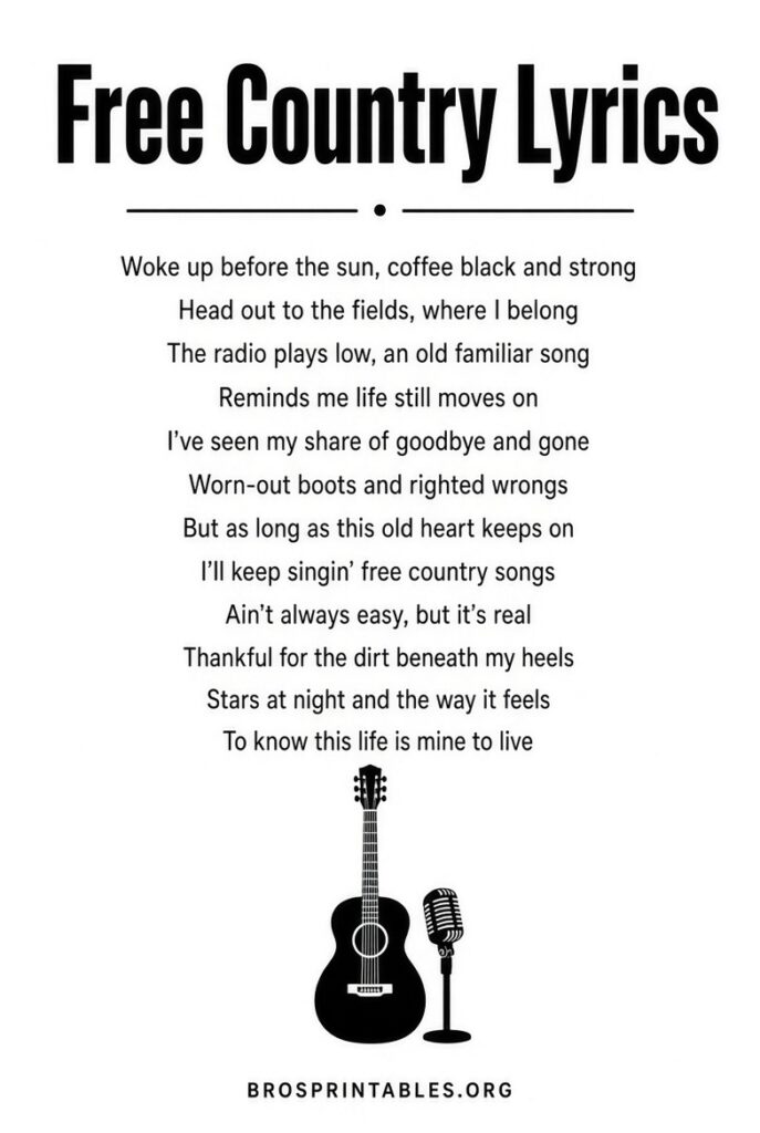Free Printable Country Music Lyrics (1)
