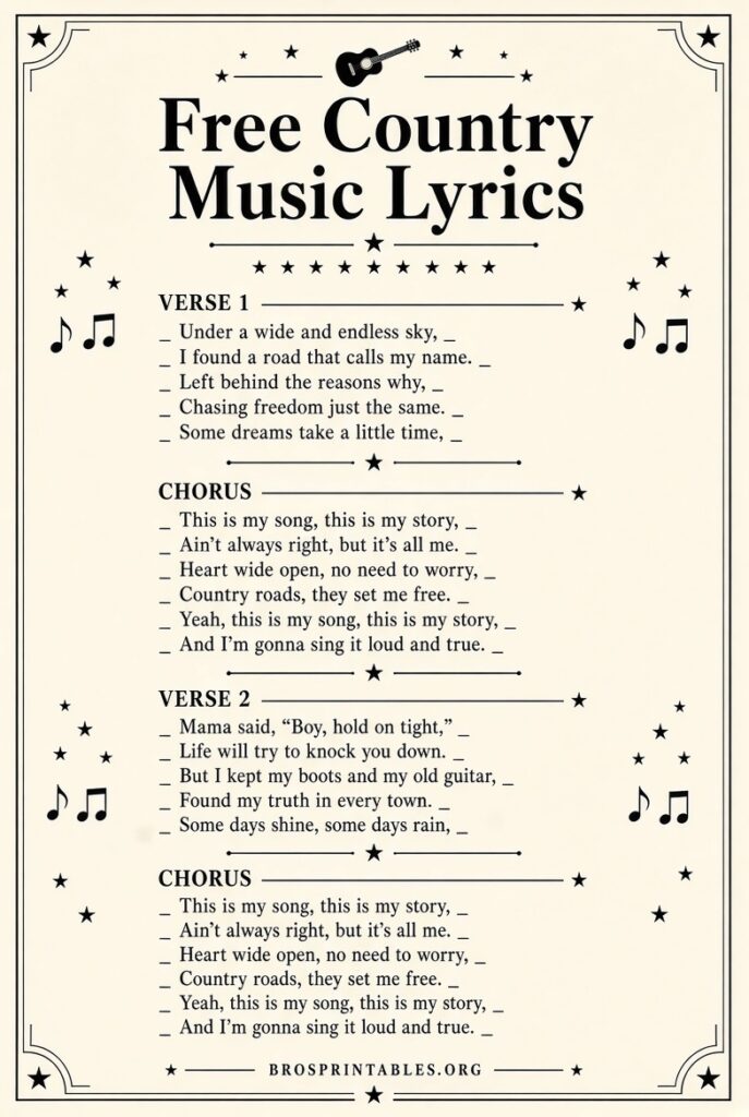 Free Printable Country Music Lyrics (2)