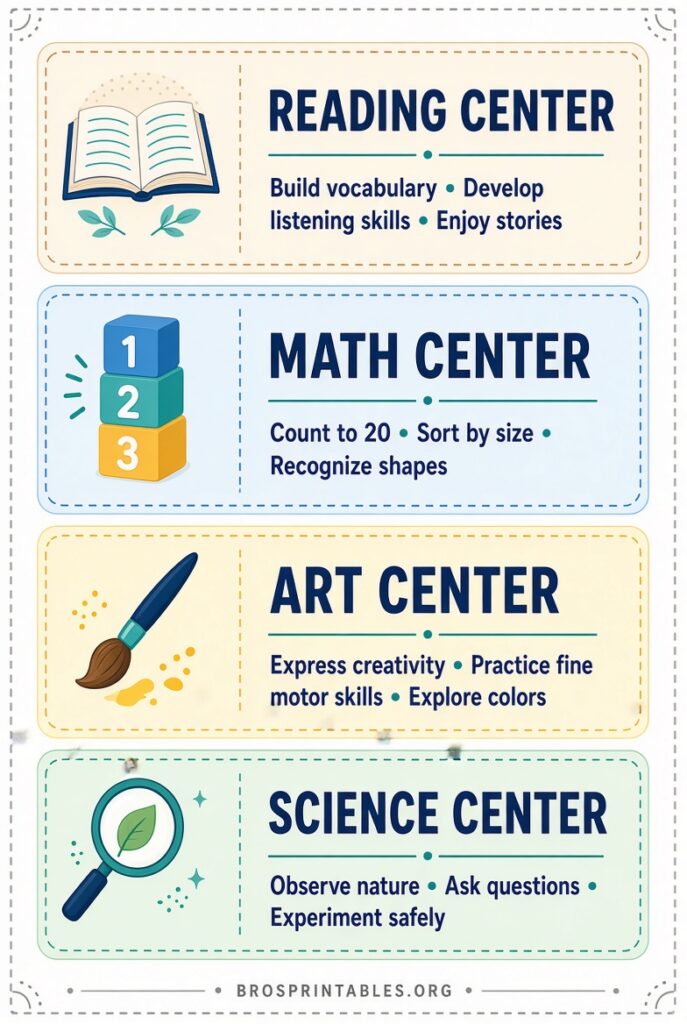 Free Printable Preschool Center Signs With Objectives (3)
