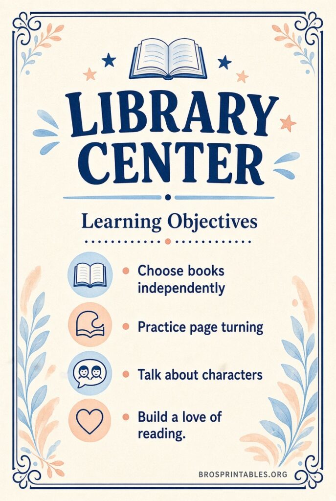 Free Printable Preschool Center Signs With Objectives (4)