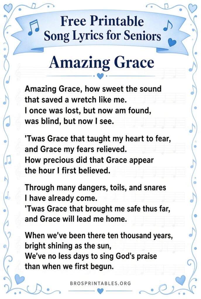 Free Printable Song Lyrics For Seniors (1)